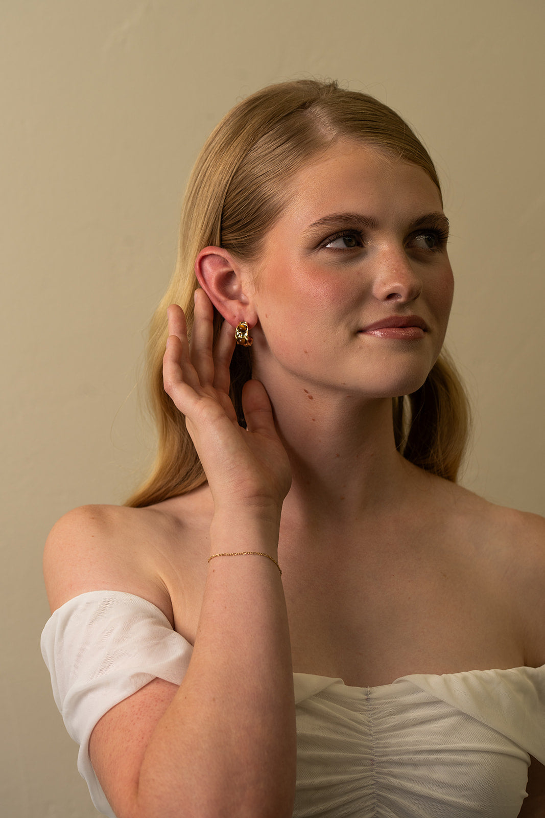 Stone Studded Small Hoop Stud Earrings