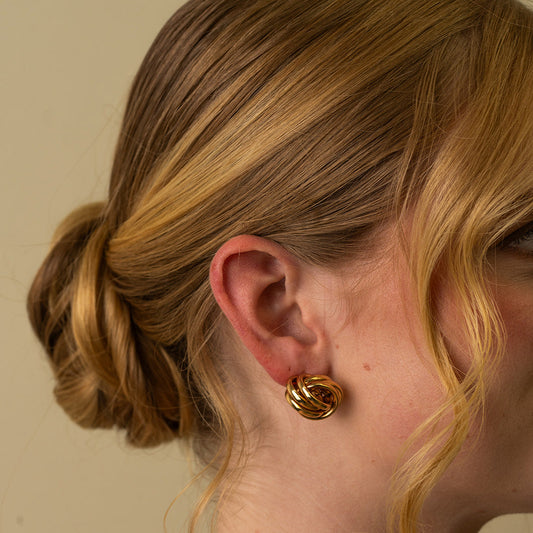 Oversized Gold Knot Stud Earrings