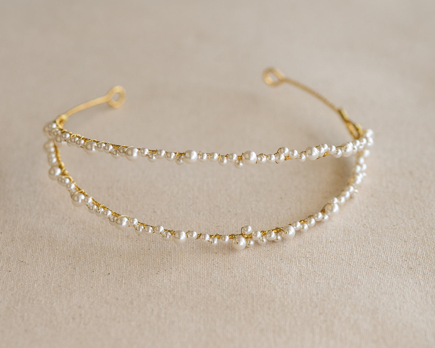 Double Vine Delicate Pearl Crown – Bridal Wedding Hair Piece