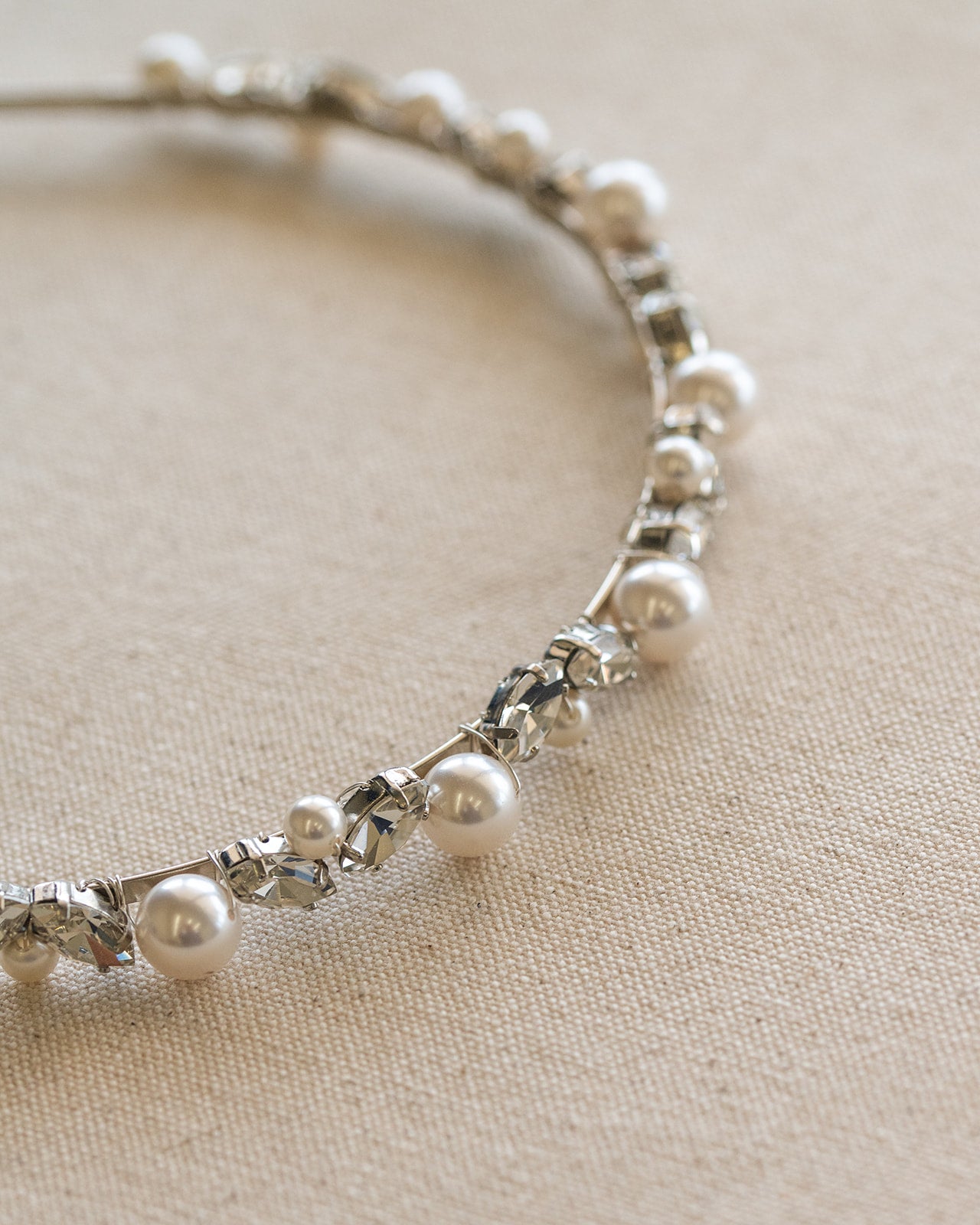 Rhinestone and Pearl Bridal Headband – Glam Wedding Hair Piece