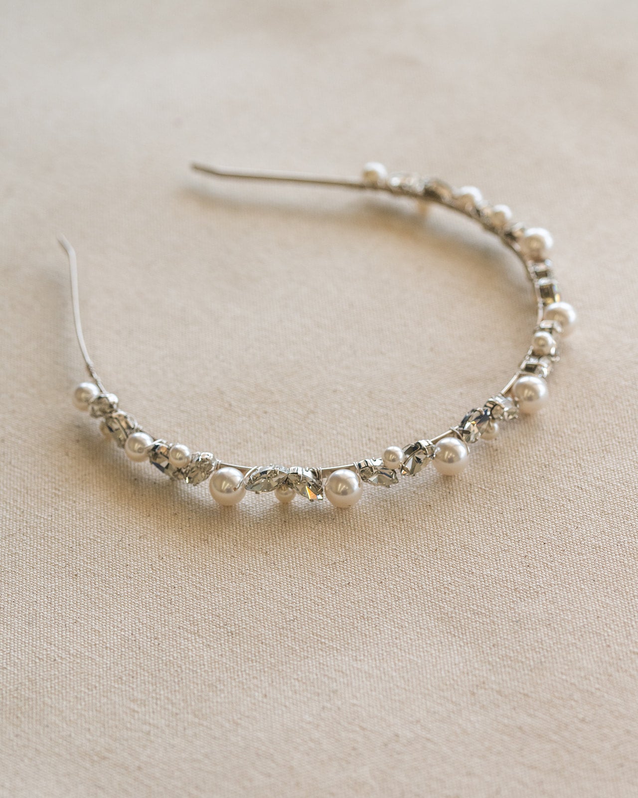 Rhinestone and Pearl Bridal Headband – Glam Wedding Hair Piece