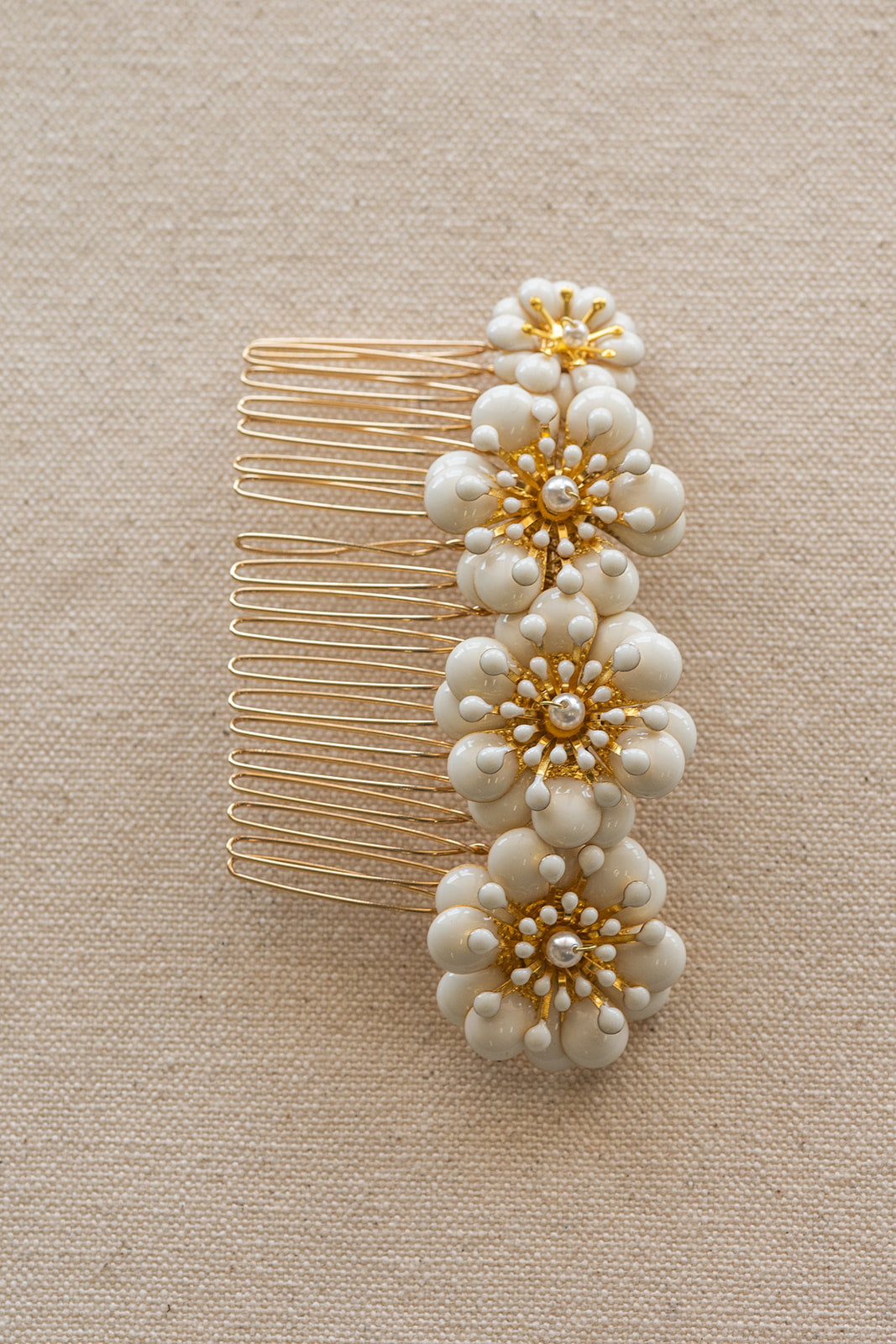 White and Gold Floral Comb - Bridal hair pice, wedding hair piece, barrettes