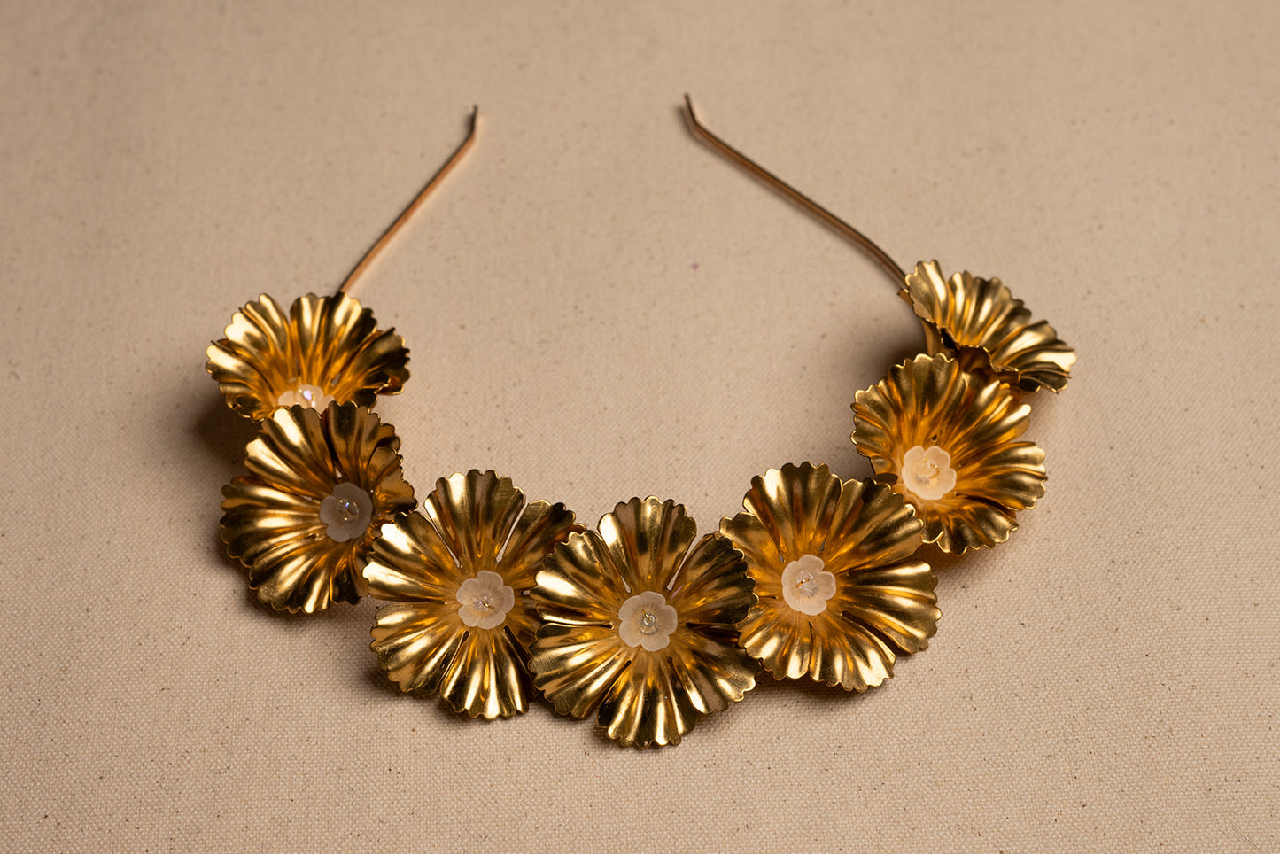 Large Golden Flower Crown – Bridal Wedding Hair Piece