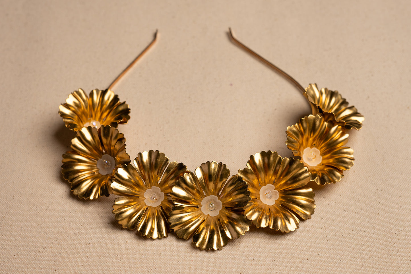 Large Golden Flower Crown – Bridal Wedding Hair Piece