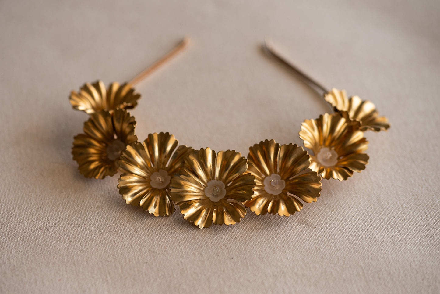 Large Golden Flower Crown – Bridal Wedding Hair Piece