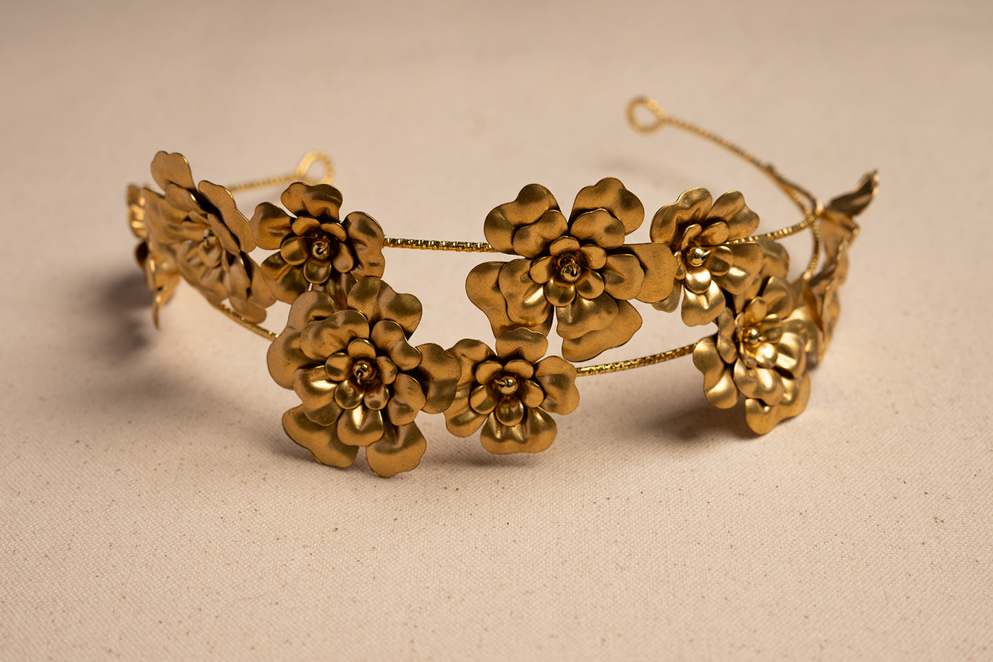 Double Vine Golden Flower Crown – Bridal Wedding Hair Piece