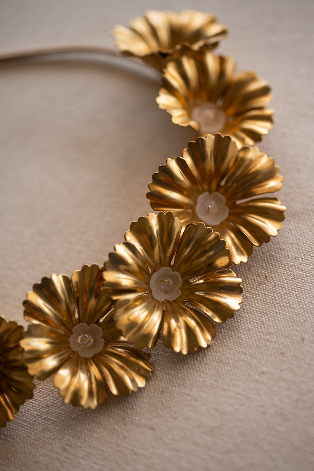 Large Golden Flower Crown – Bridal Wedding Hair Piece