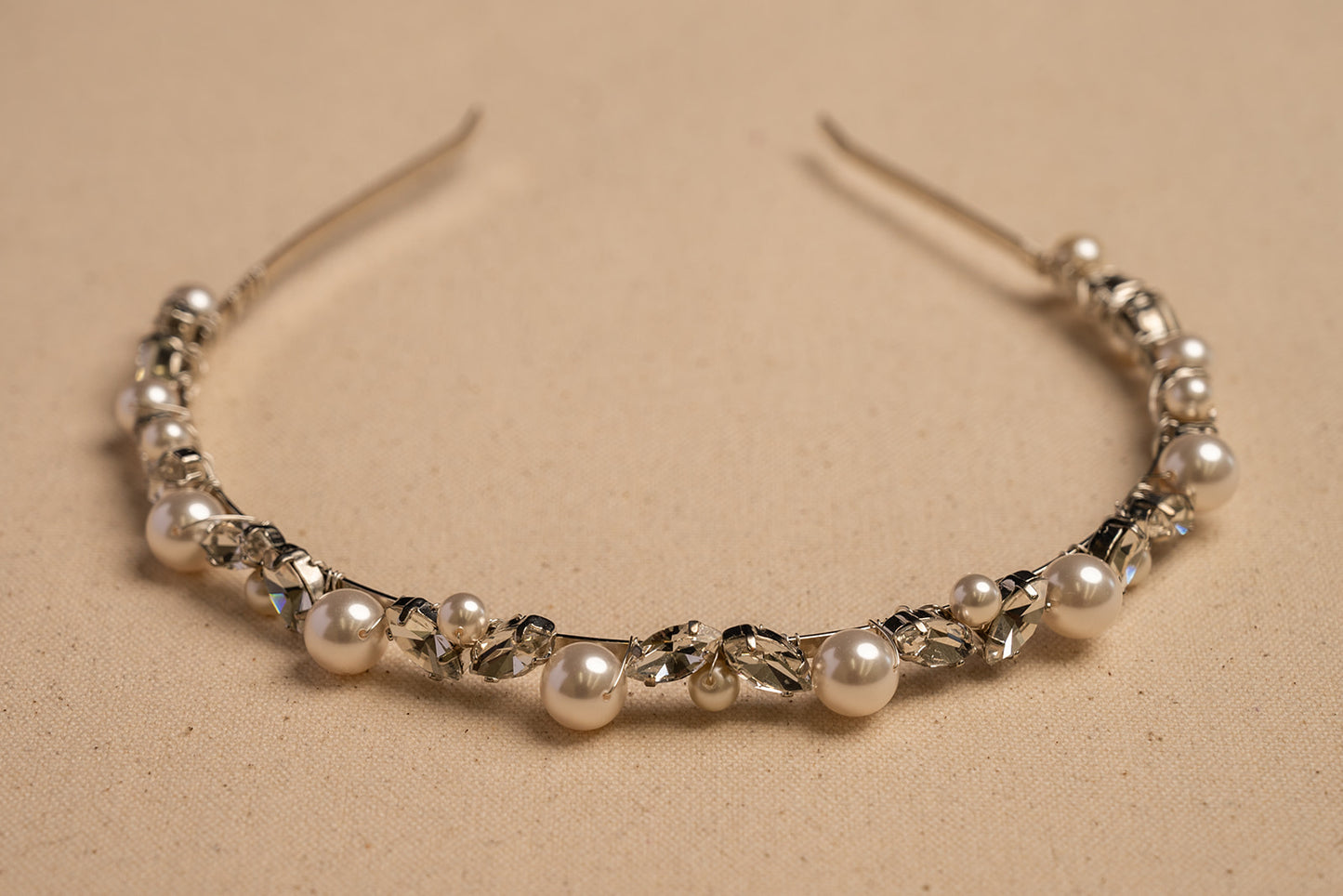 Rhinestone and Pearl Bridal Headband – Glam Wedding Hair Piece