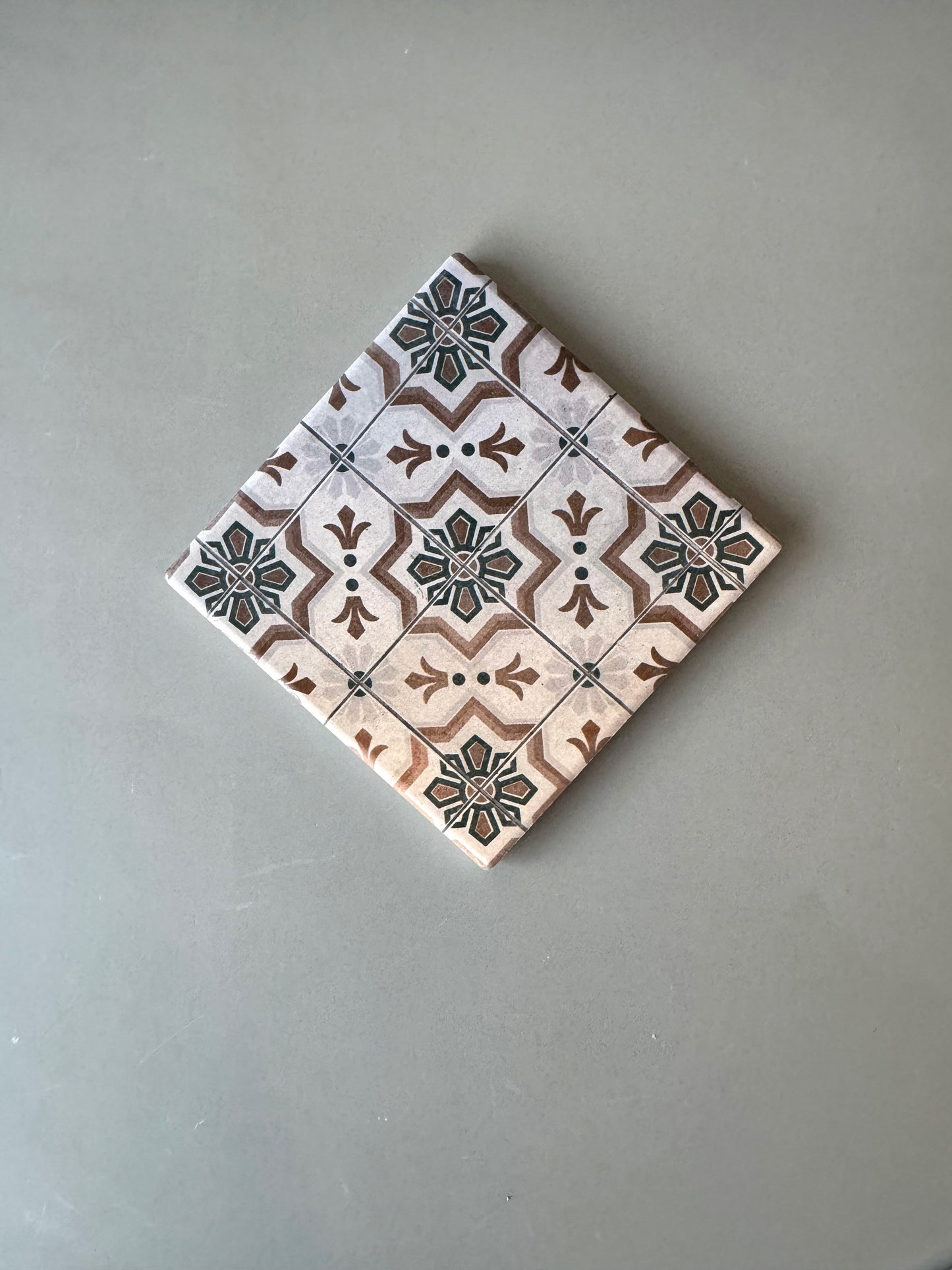 Ceramic Tile Coasters, Vintage Style Set of Four, Moroccan Style