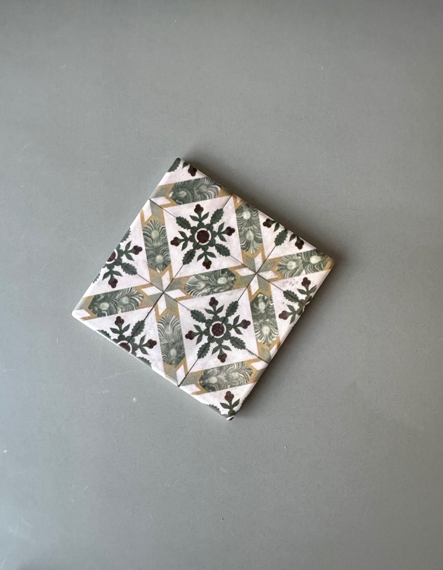 Ceramic Tile Coasters, Vintage Style Set of Four, Moroccan Style