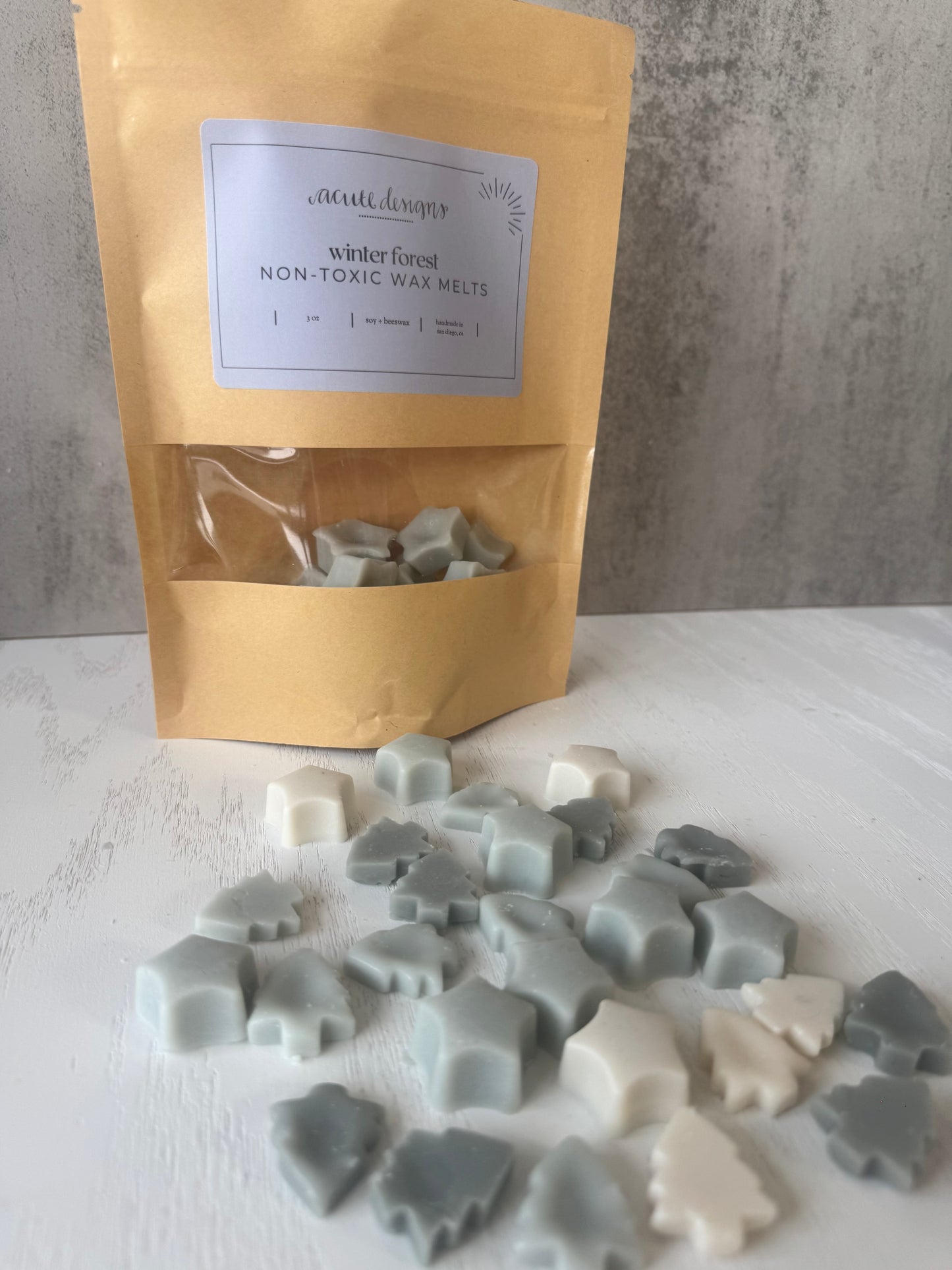 Holiday Scented Soy and Beeswax Wax Melts, Winter Forest & Christmas Wishes