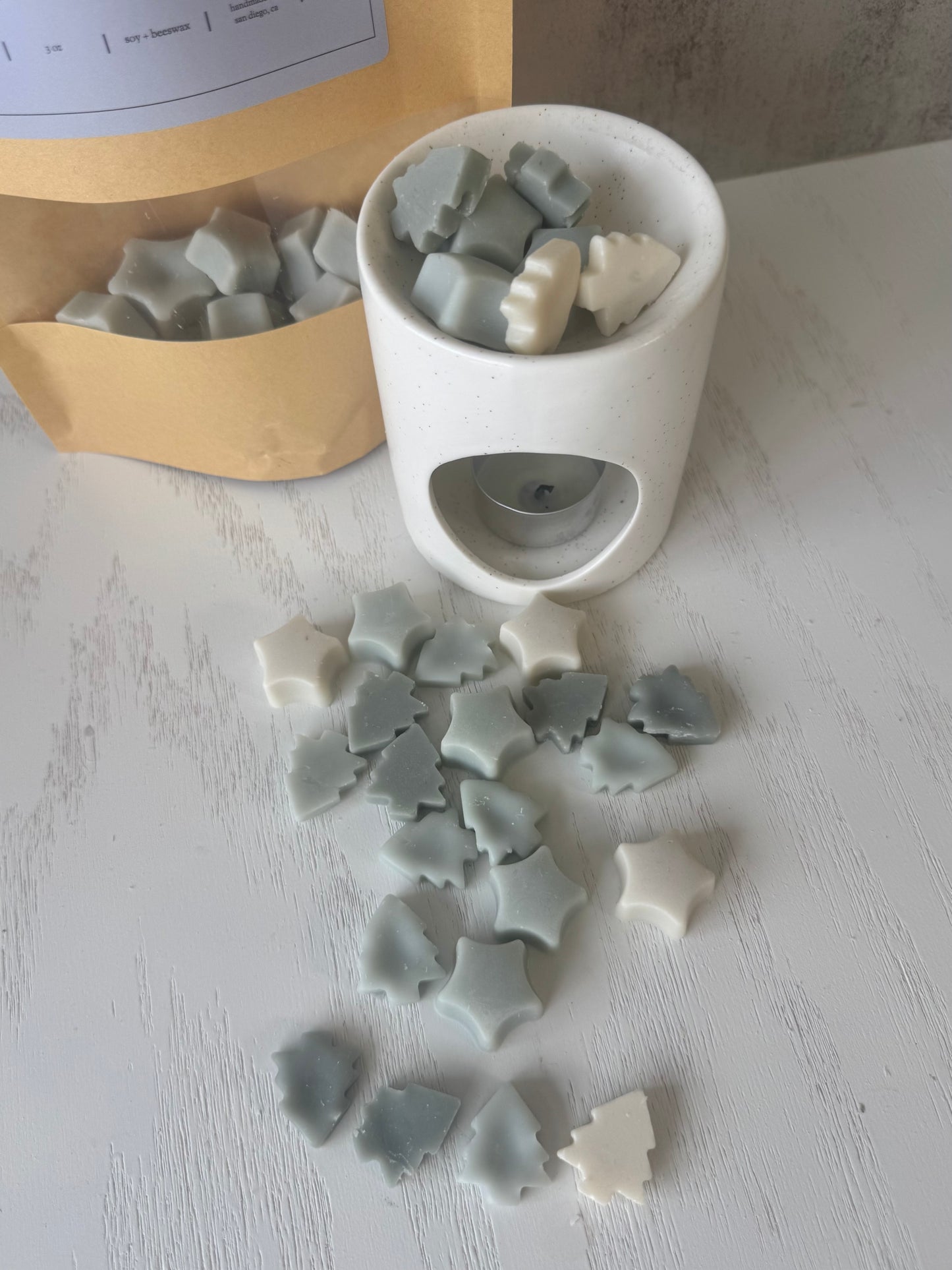 Holiday Scented Soy and Beeswax Wax Melts, Winter Forest & Christmas Wishes