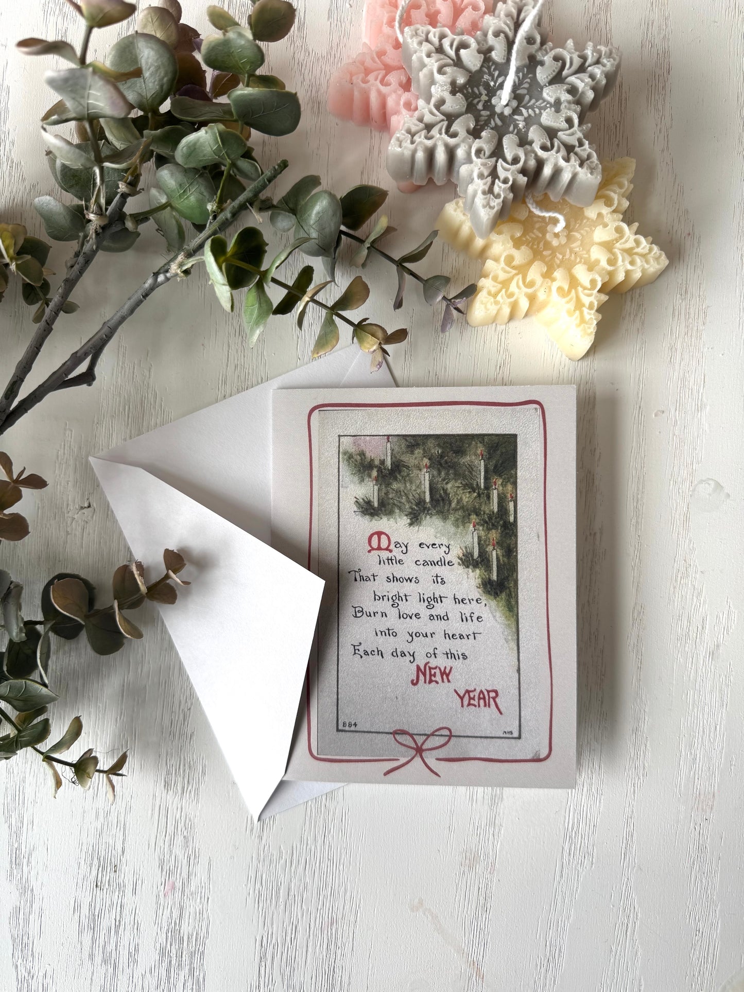 Candlelit New Years Card,  Vintage Christmas Card  - Holiday Cards, New Years, Vintage Prints, Greeting Cards