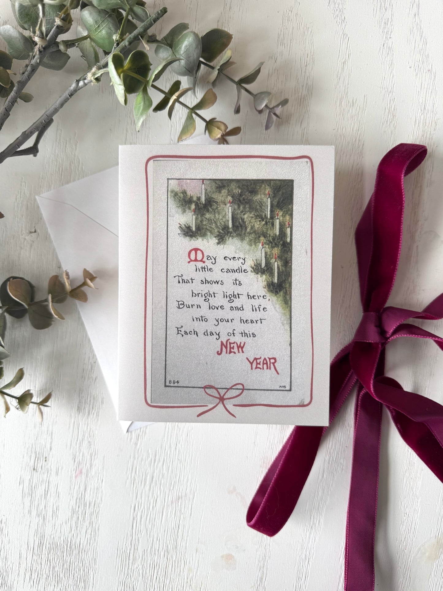 Candlelit New Years Card,  Vintage Christmas Card  - Holiday Cards, New Years, Vintage Prints, Greeting Cards