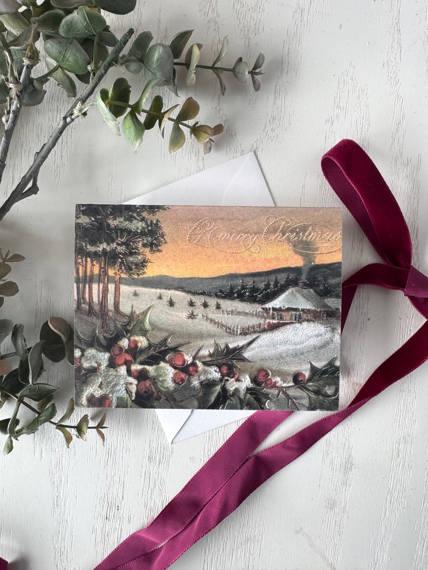 Snowy Forest Vintage Christmas Card  - Holiday Cards, New Years, Vintage Prints, Greeting Cards