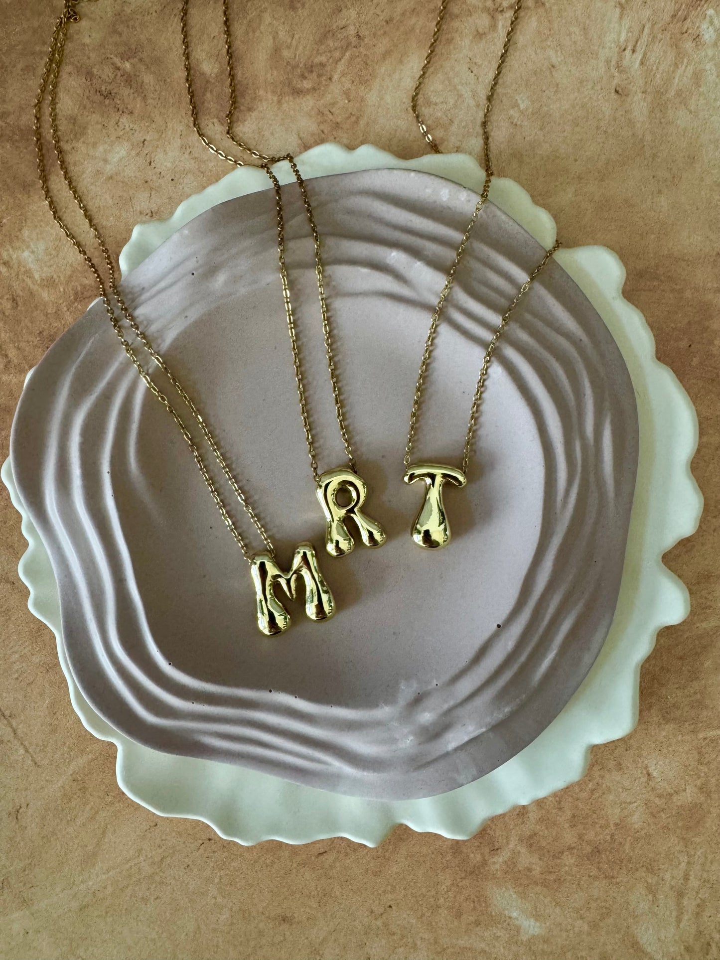 Bubble Letter Initial Necklace