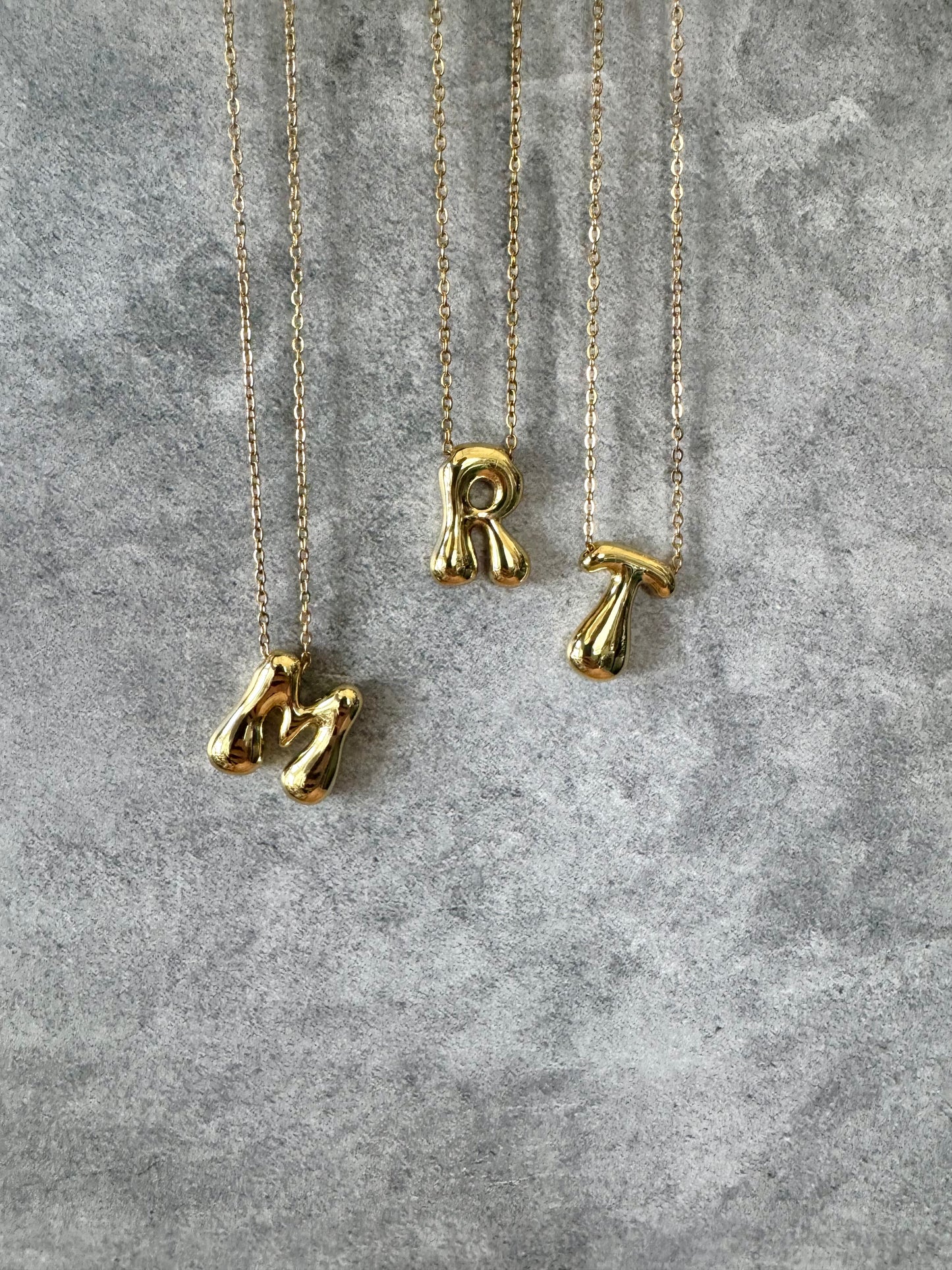 Bubble Letter Initial Necklace