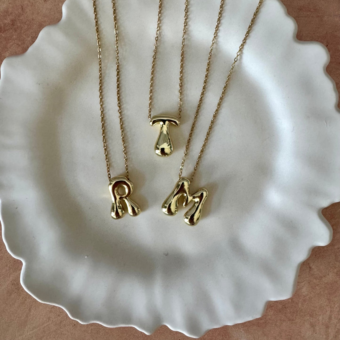 Bubble Letter Initial Necklace