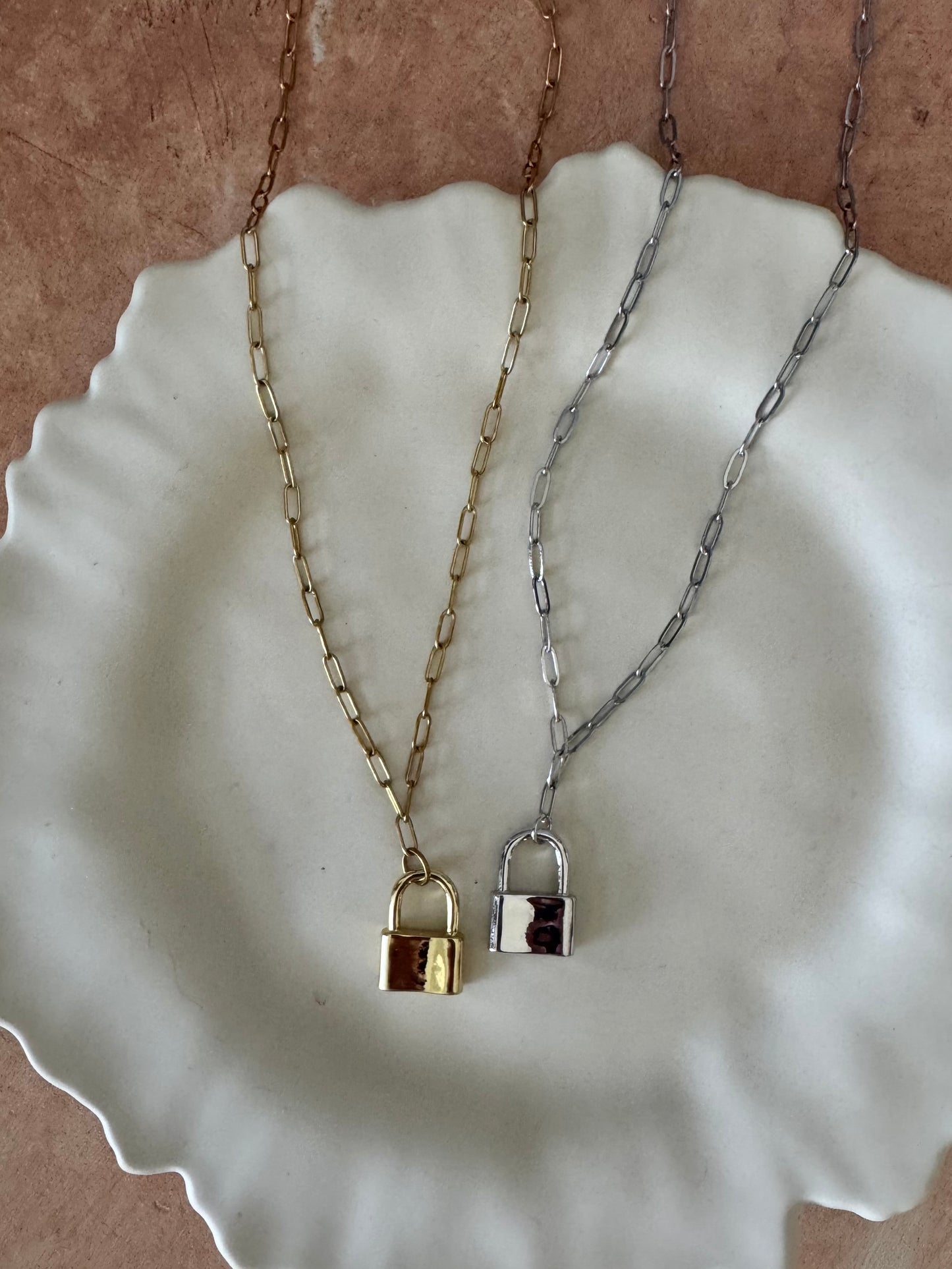Lock Necklace - Gold and Silver
