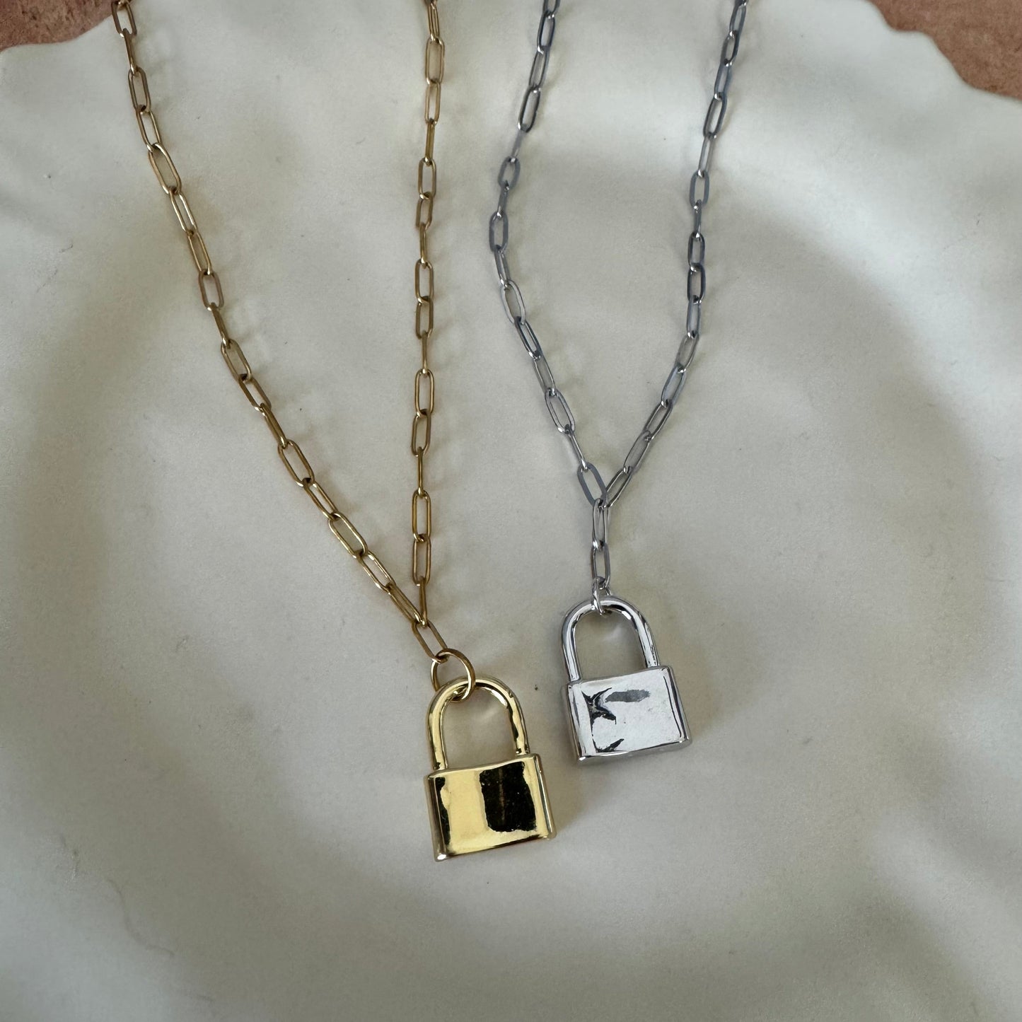 Lock Necklace - Gold and Silver