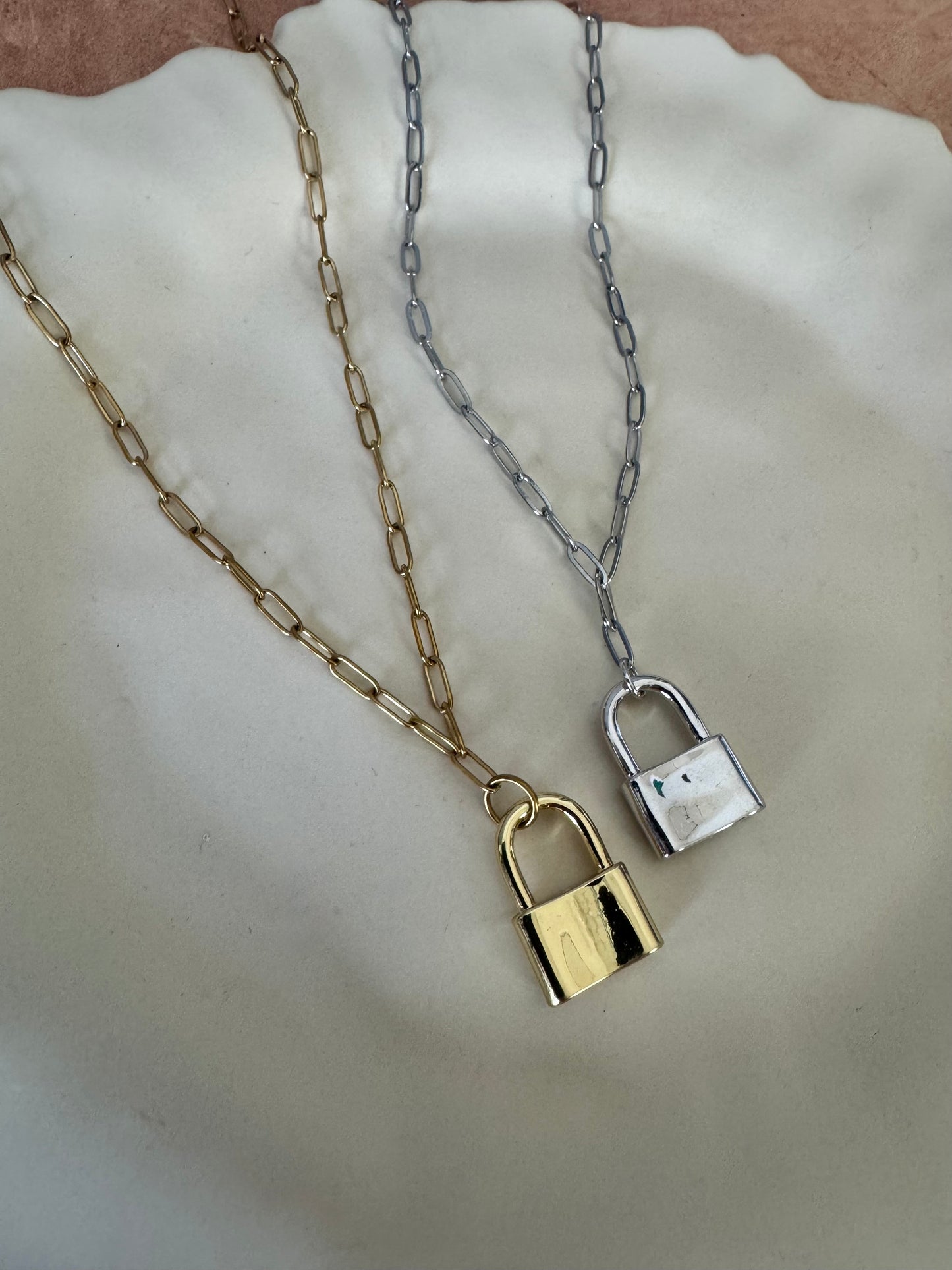 Lock Necklace - Gold and Silver