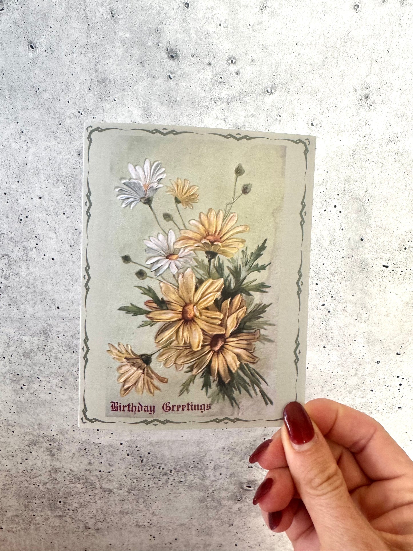 Yellow Floral Vintage Birthday Card