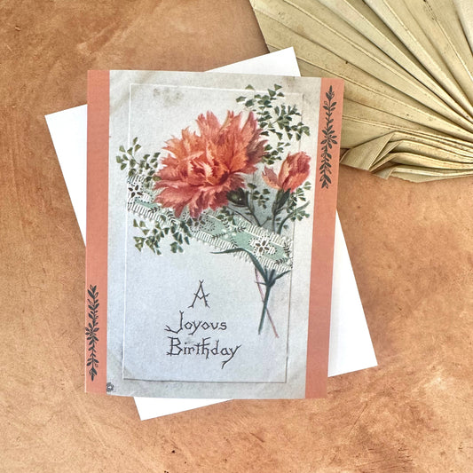 Orange Floral Vintage Birthday Card