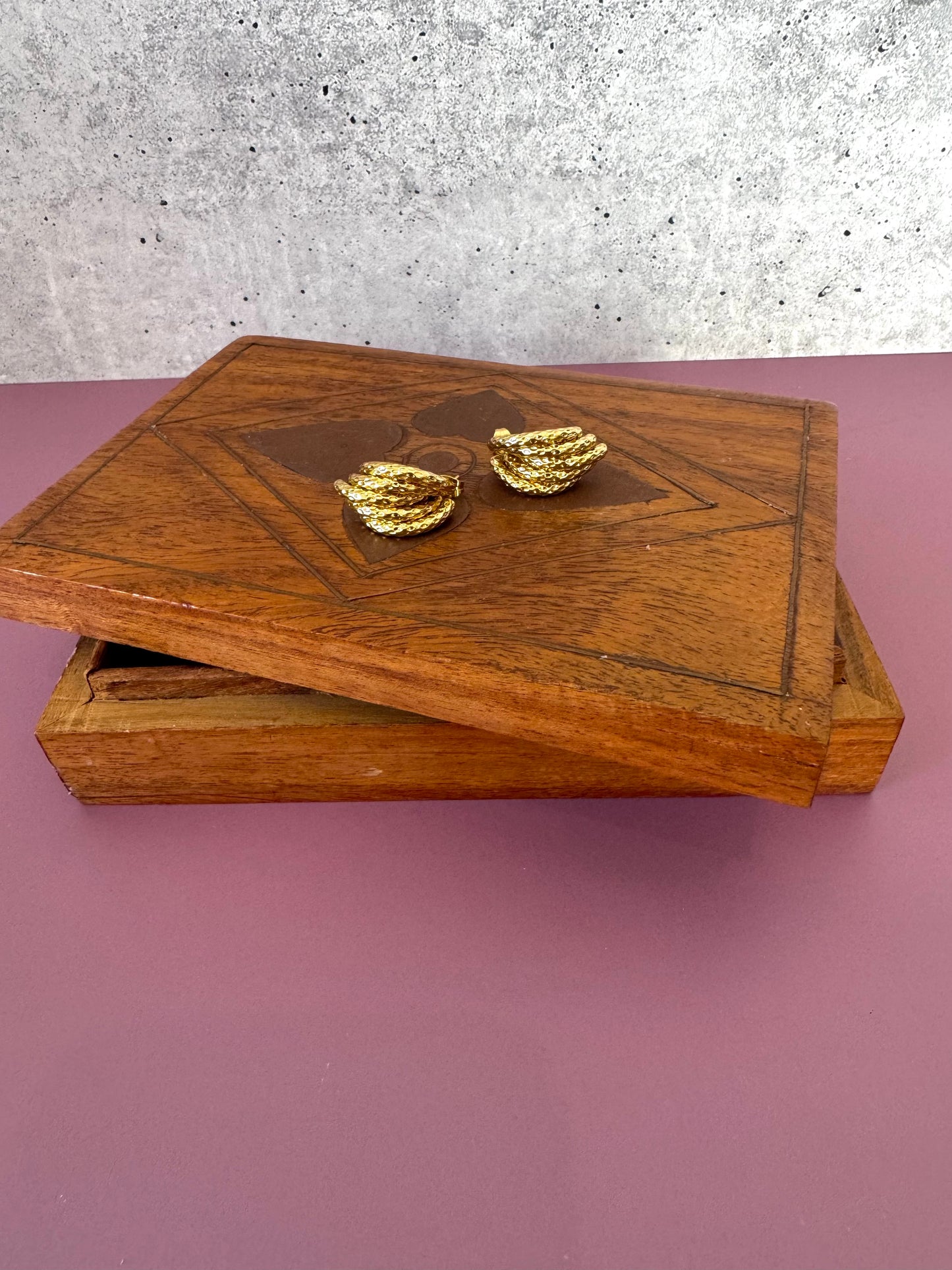 Woven Vintage Style Gold Stud Earrings