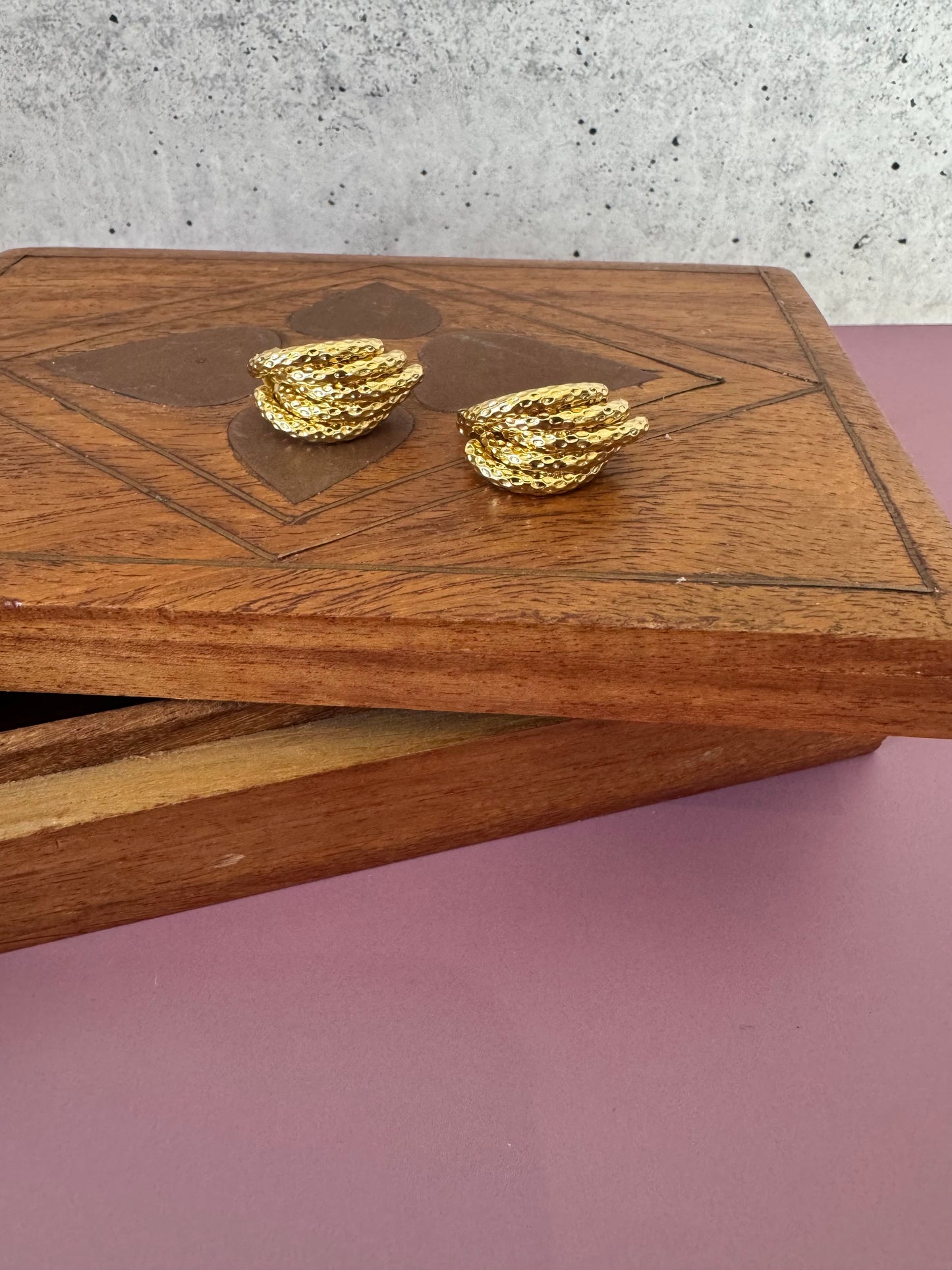 Woven Vintage Style Gold Stud Earrings