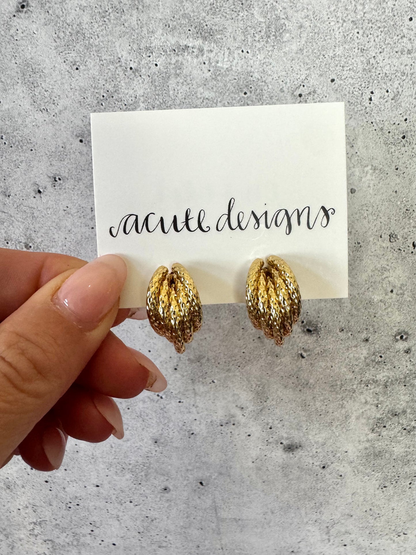 Woven Vintage Style Gold Stud Earrings