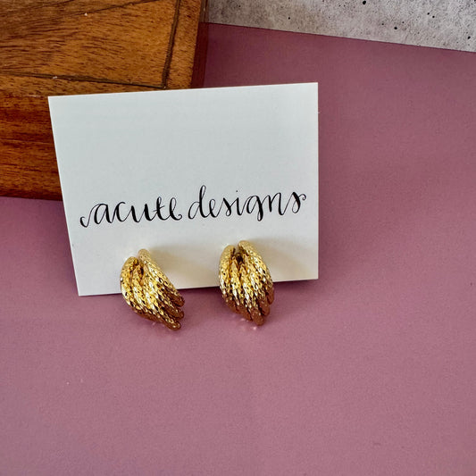Woven Vintage Style Gold Stud Earrings