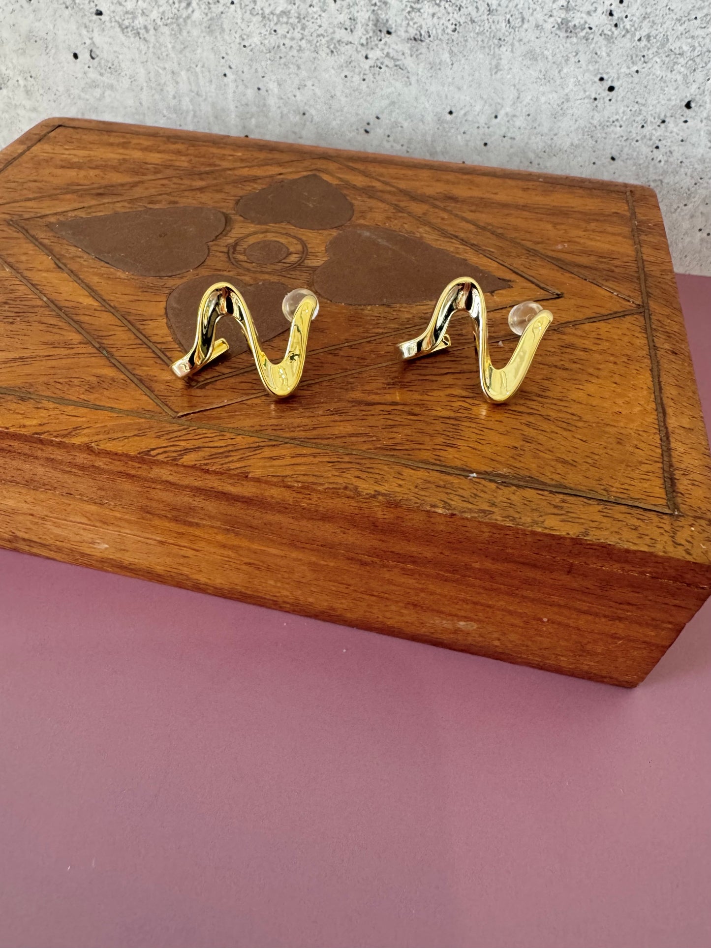 Abstract Gold Wave Studs