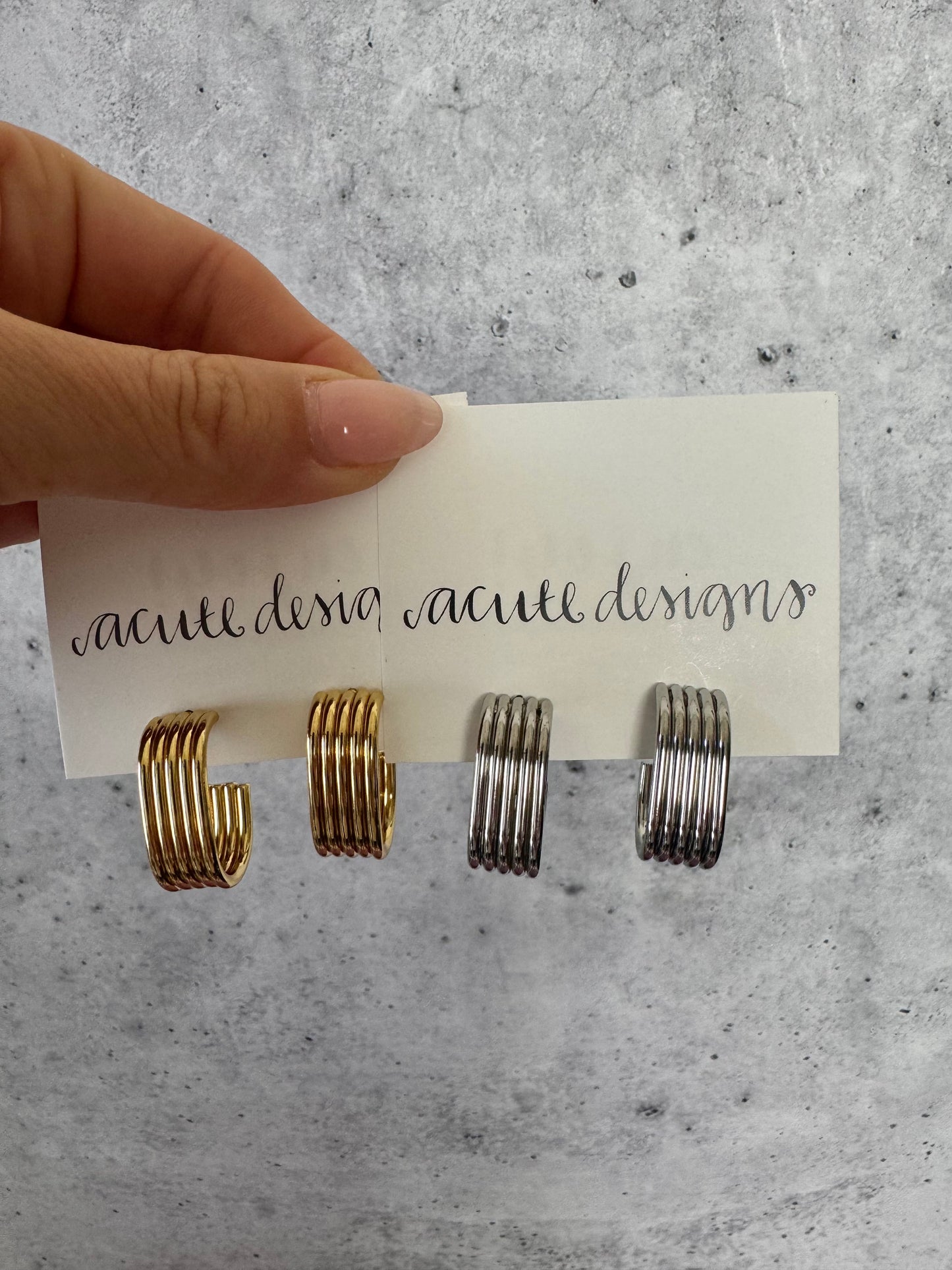 Large Lined Oval Hoop Earrings
