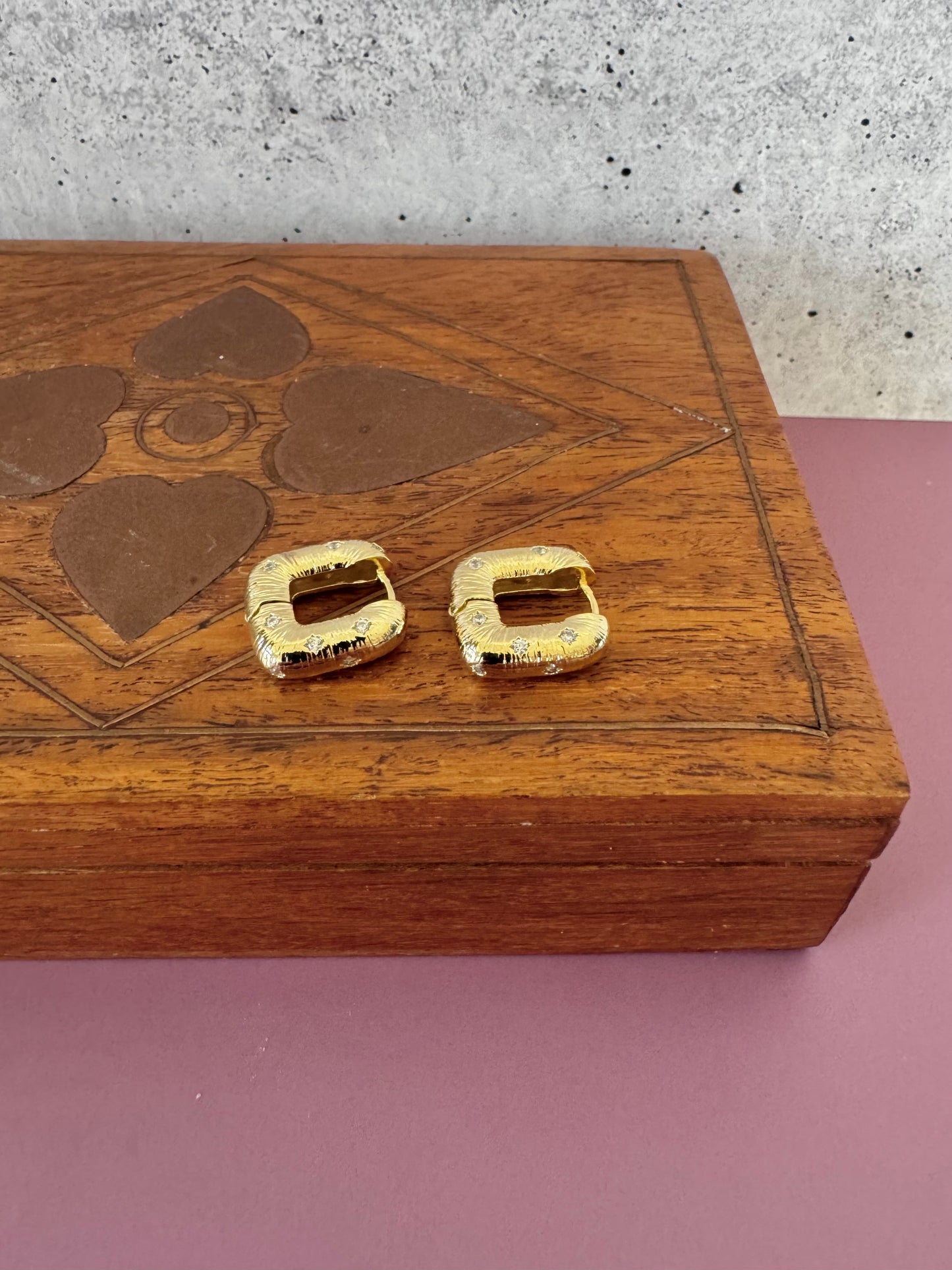 Square Crystal Studded Hoops