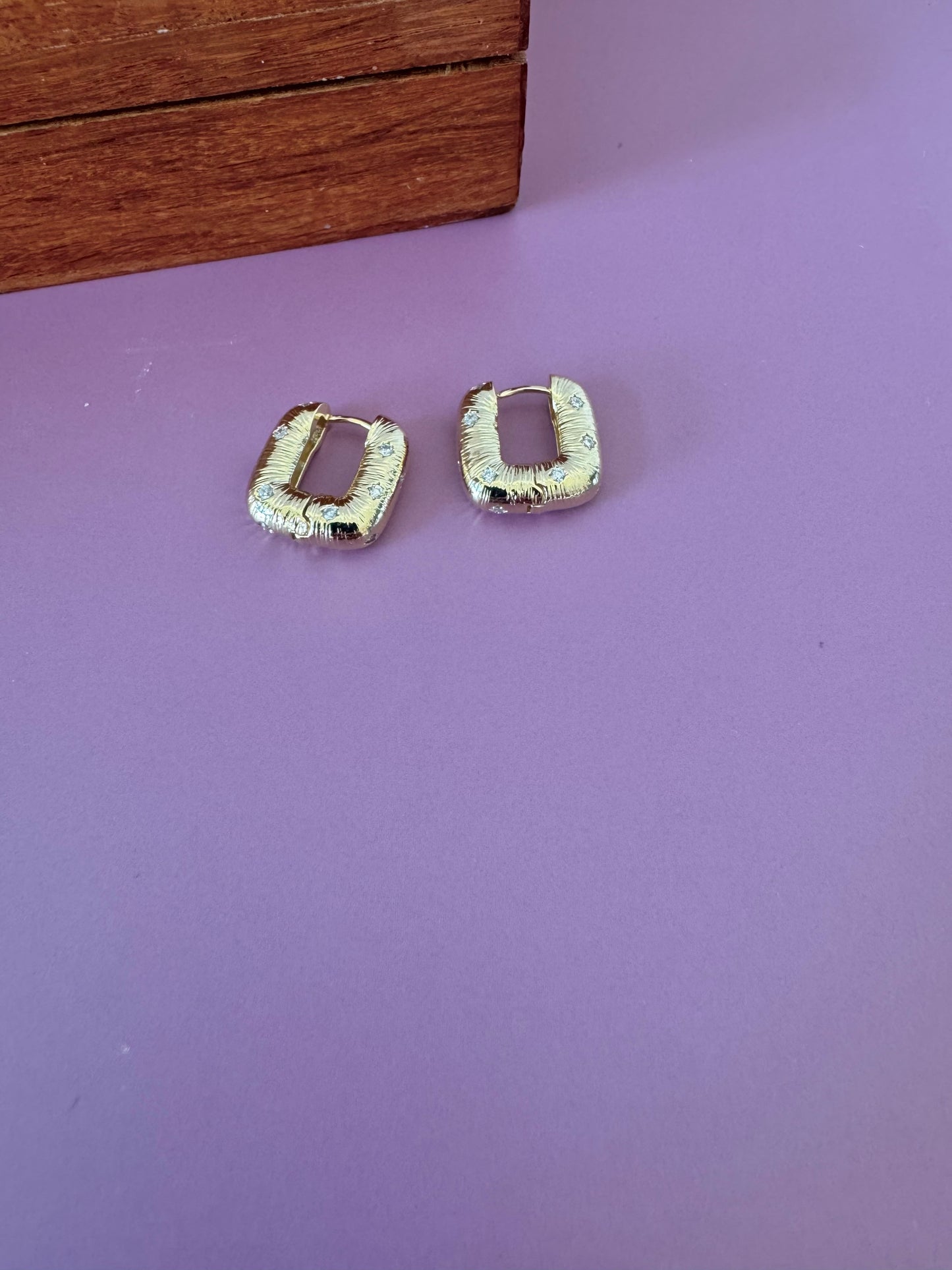 Square Crystal Studded Hoops