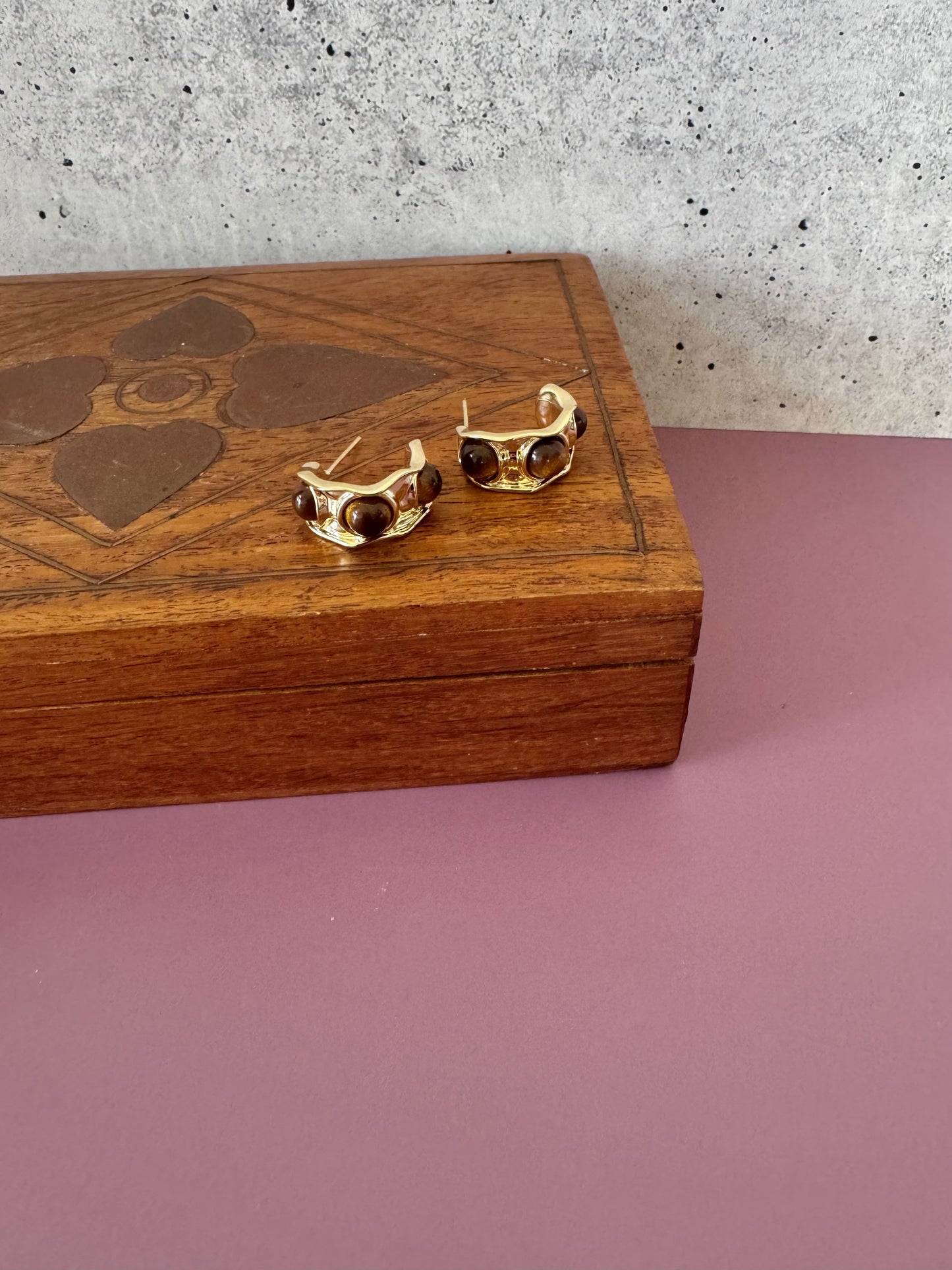 Stone Studded Small Hoop Stud Earrings