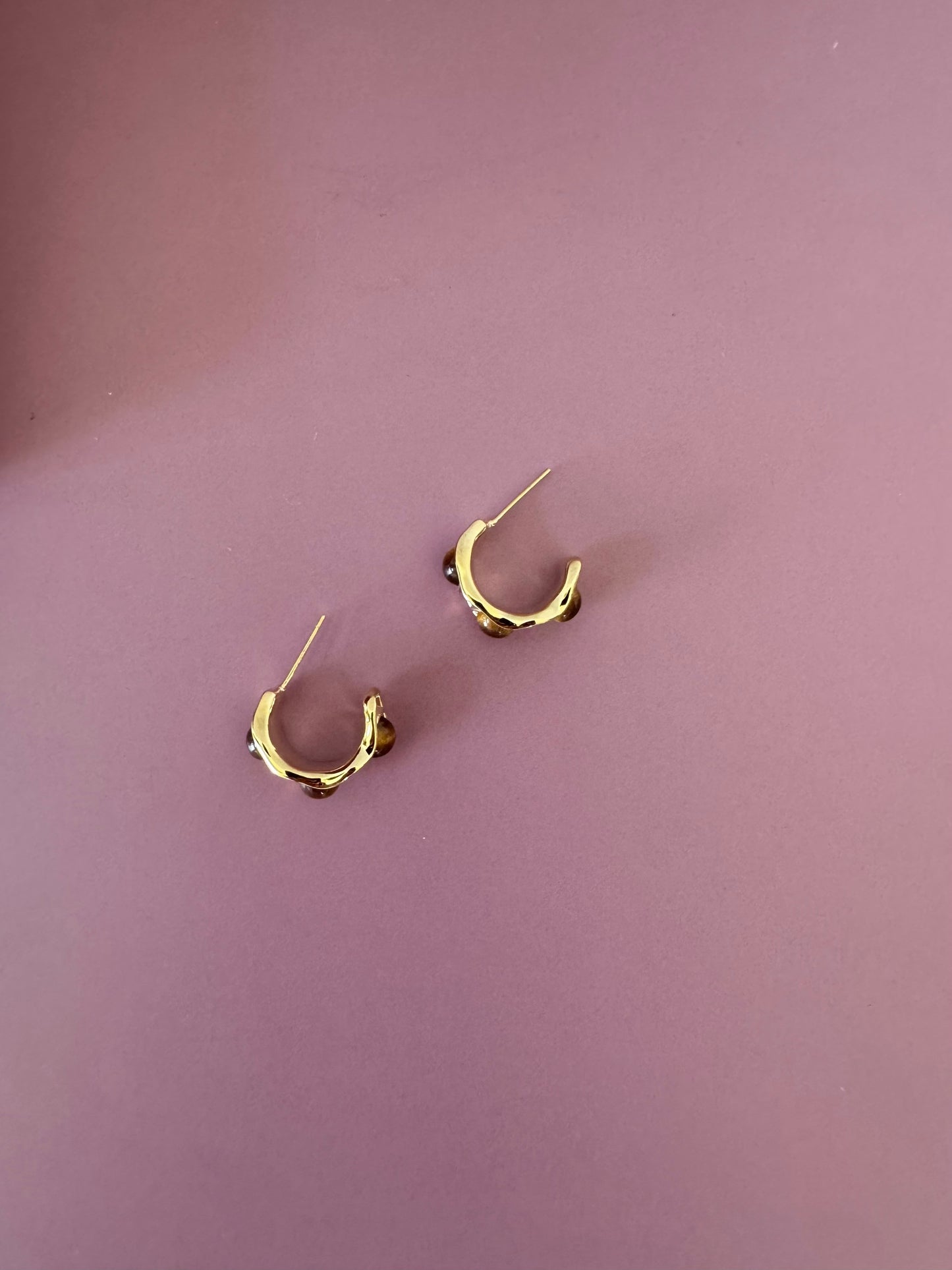 Stone Studded Small Hoop Stud Earrings