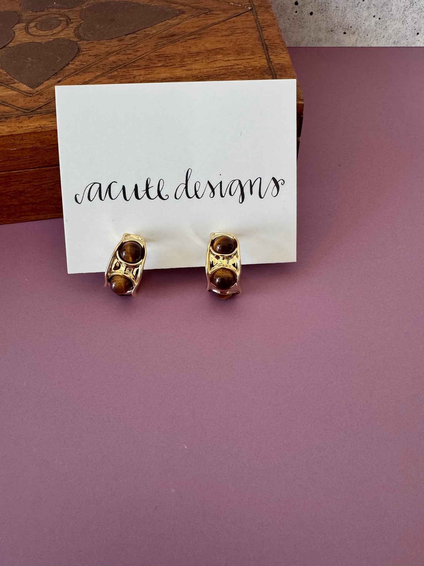 Stone Studded Small Hoop Stud Earrings