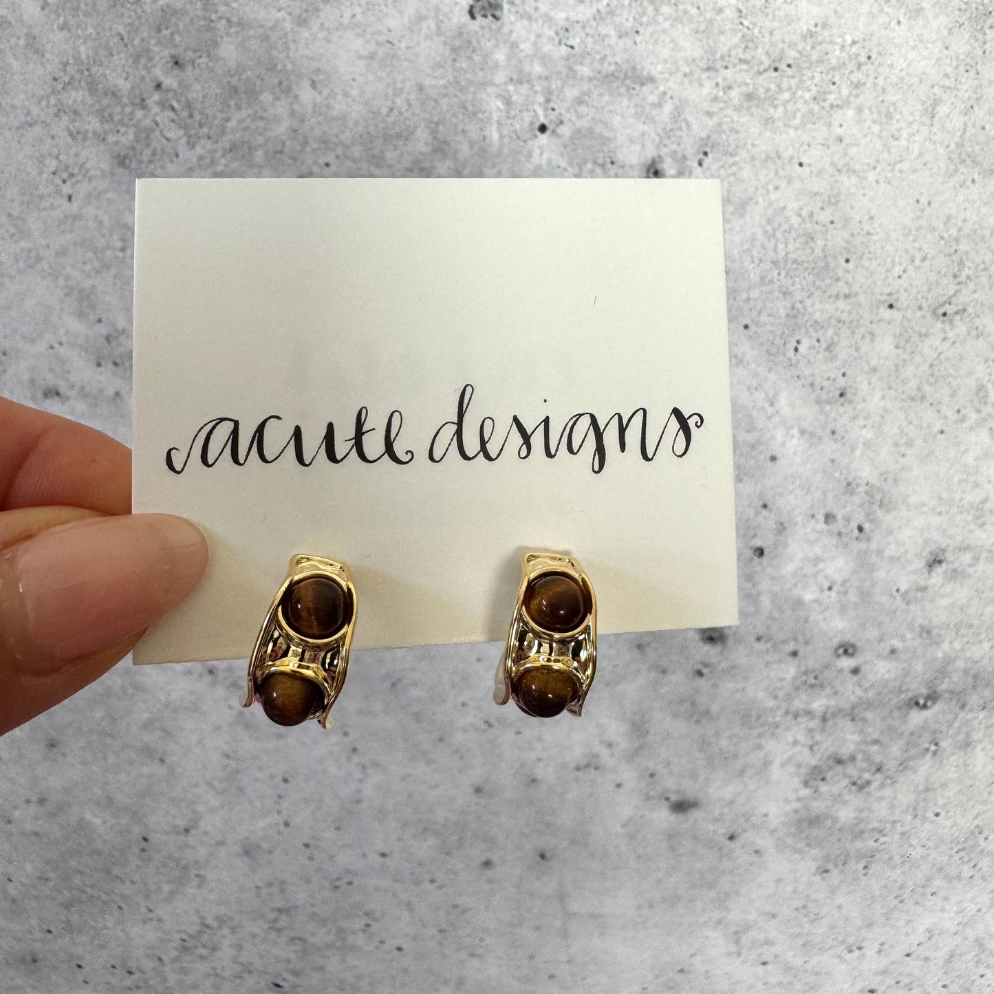 Stone Studded Small Hoop Stud Earrings