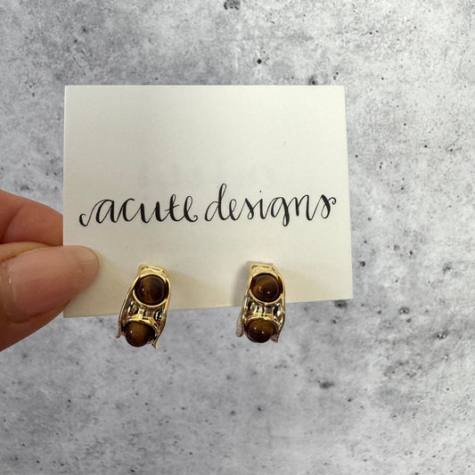Stone Studded Small Hoop Stud Earrings
