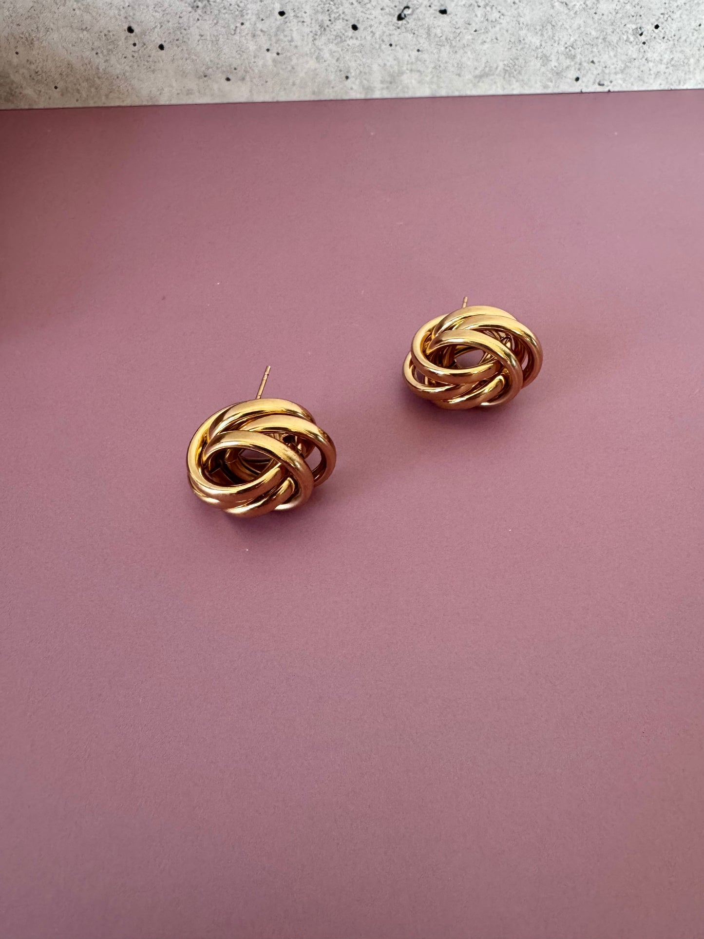 Oversized Gold Knot Stud Earrings