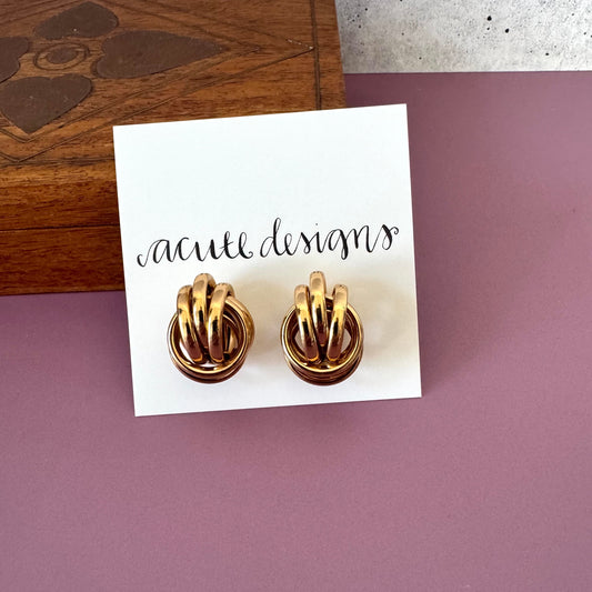 Oversized Gold Knot Stud Earrings