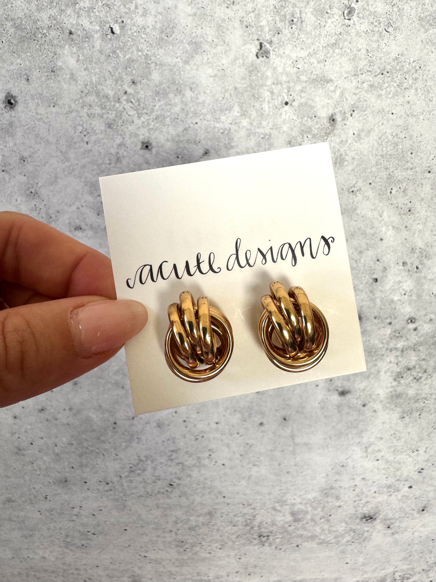 Oversized Gold Knot Stud Earrings