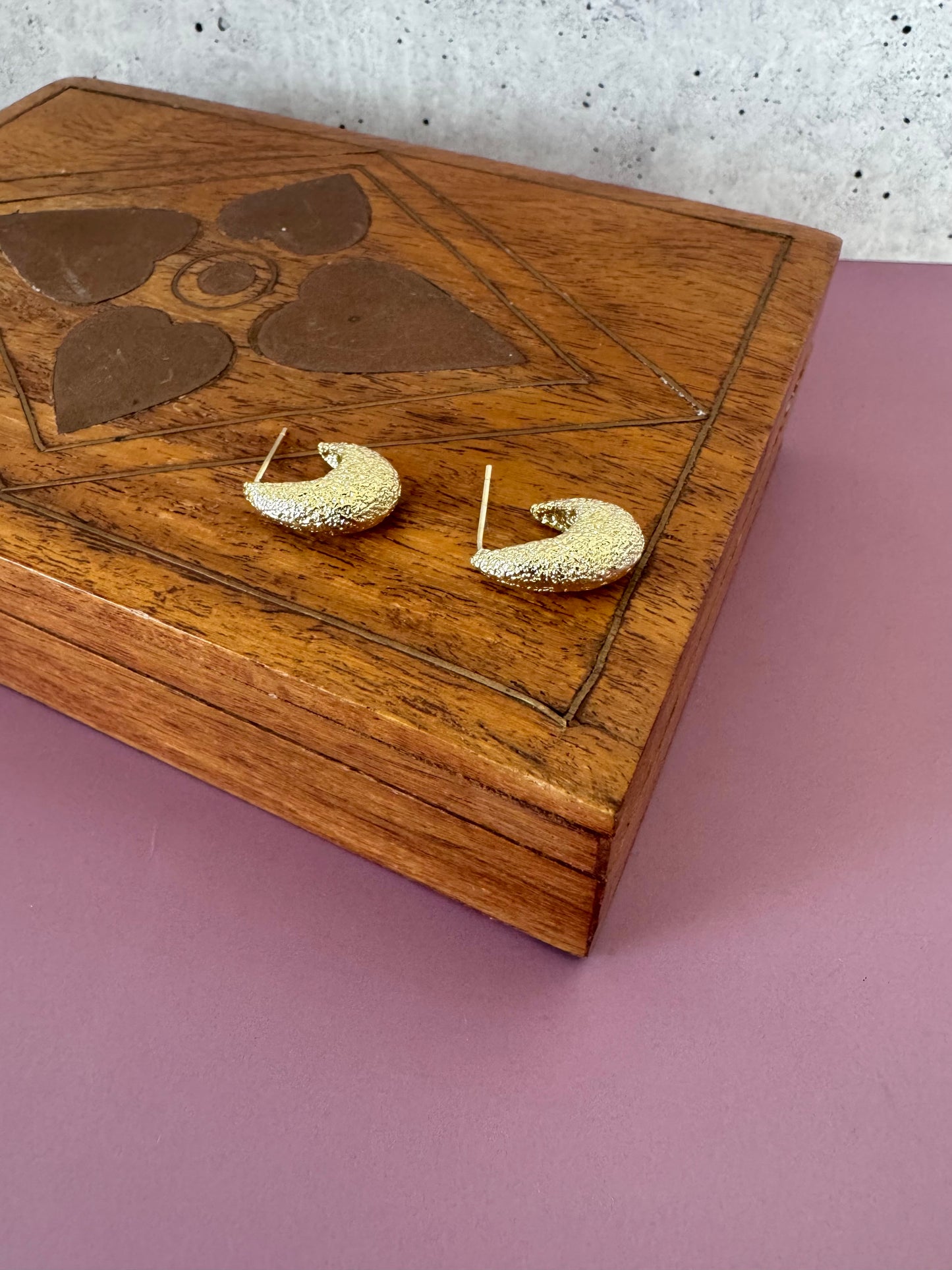 Textured Gold Teardrop Stud Earrings