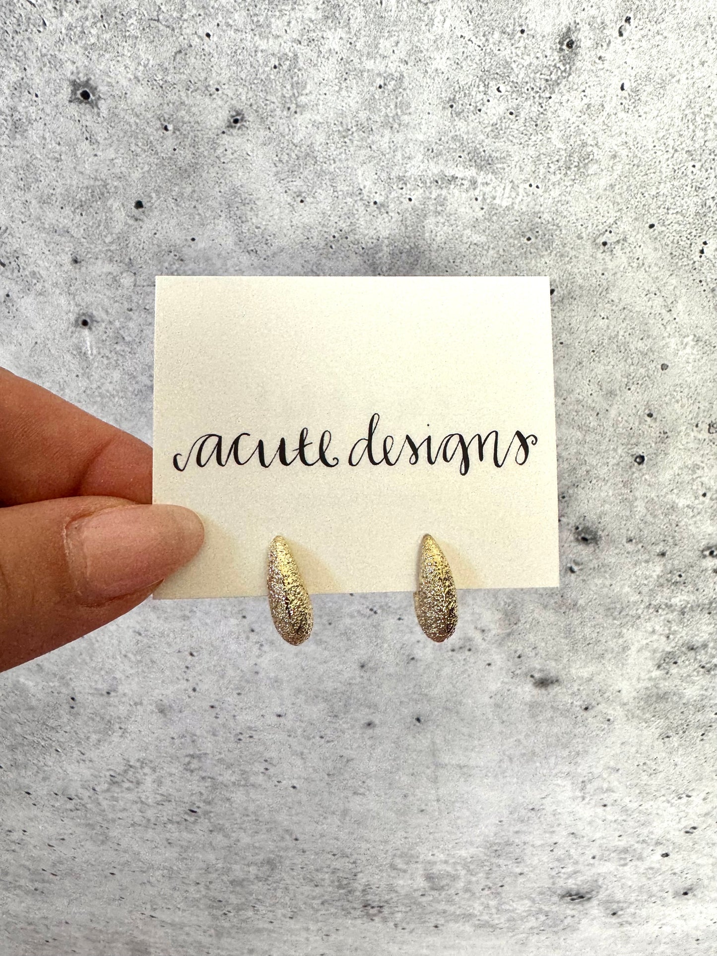 Textured Gold Teardrop Stud Earrings