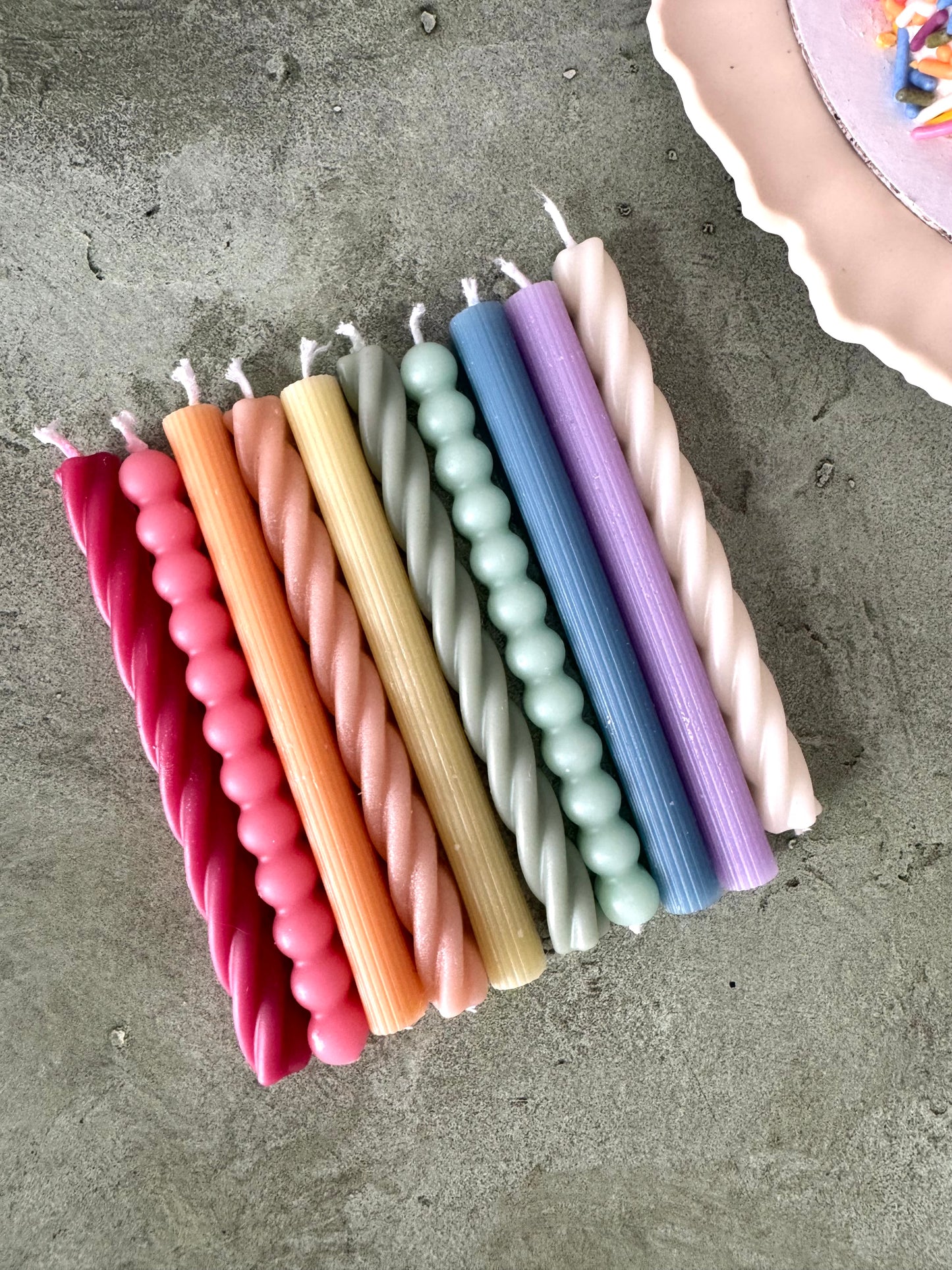 Shaped Birthday Candles, Set of ten, party candles, cake candles