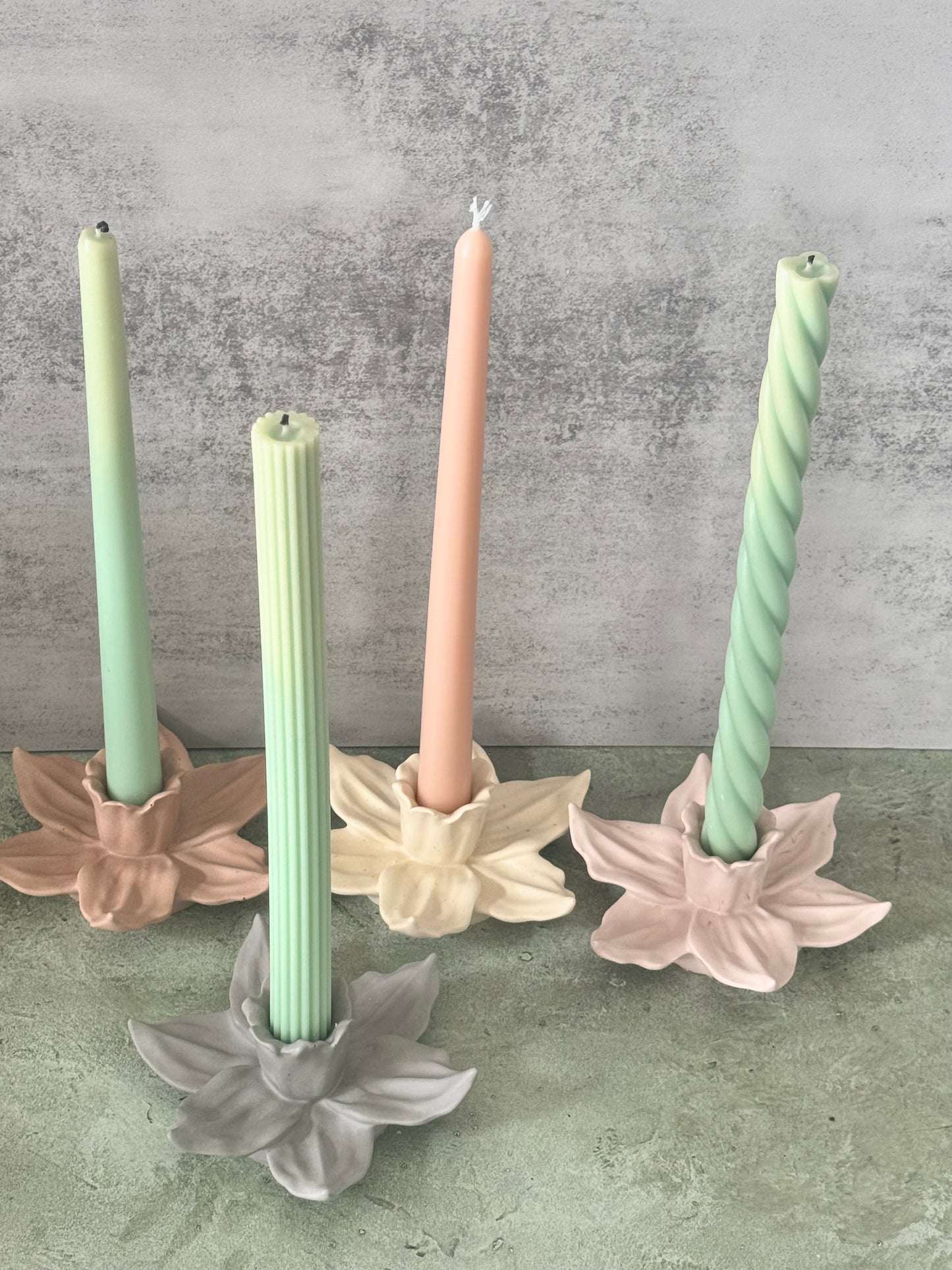 Flower Candlestick Holders, Home Decor, candle holders, tabletop, handmade