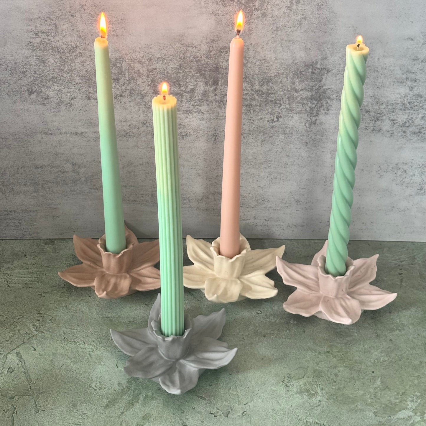 Flower Candlestick Holders, Home Decor, candle holders, tabletop, handmade