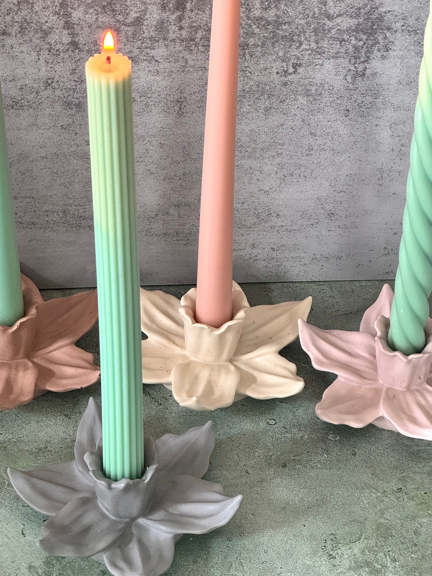 Flower Candlestick Holders, Home Decor, candle holders, tabletop, handmade
