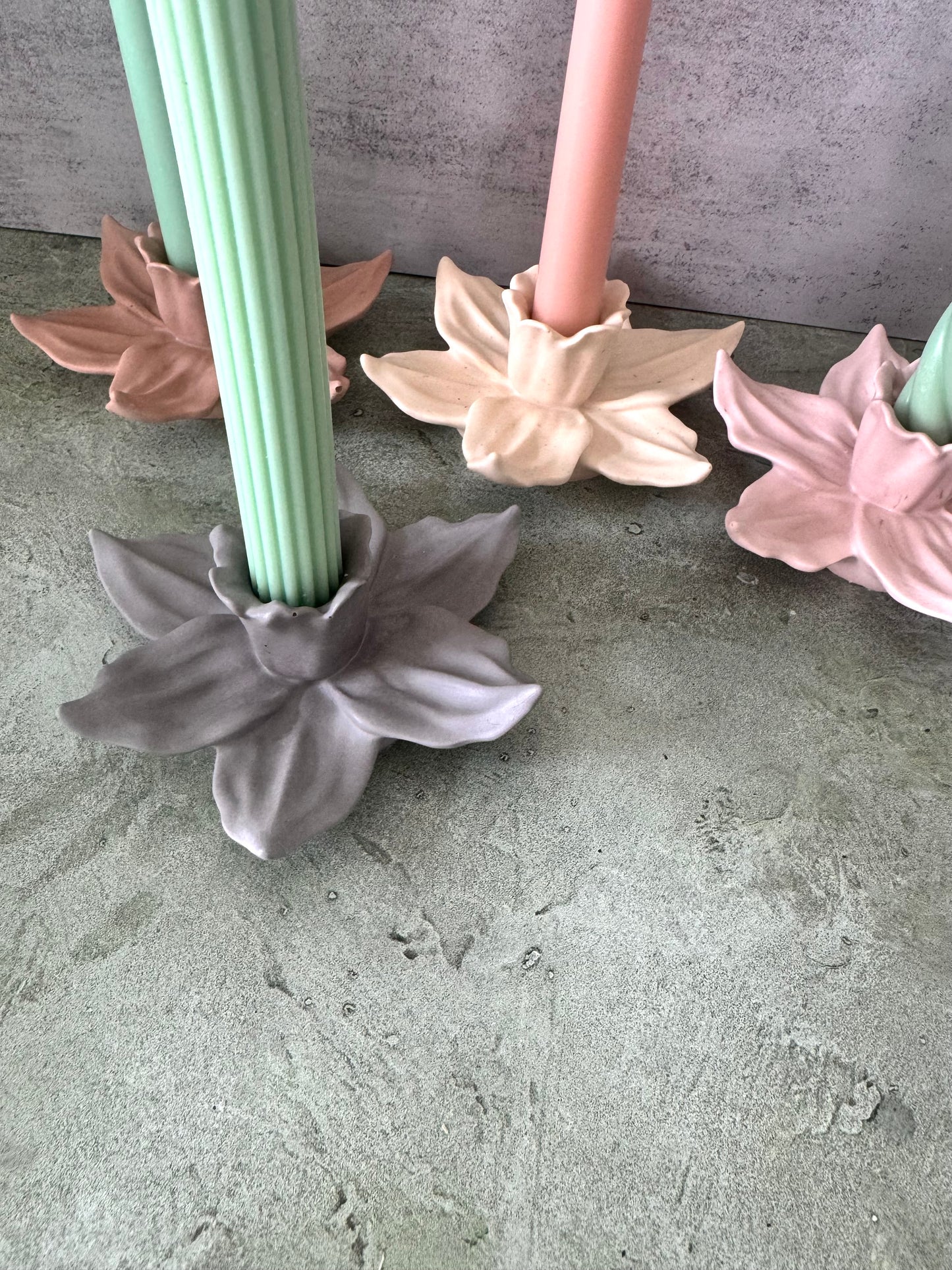 Flower Candlestick Holders, Home Decor, candle holders, tabletop, handmade